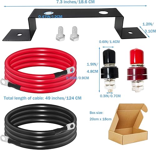 Miniatura 3 de Kit de reubicación de batería, terminales de batería remotos, poste de puente de terminal remoto impermeable, extensión de poste superior con cable
