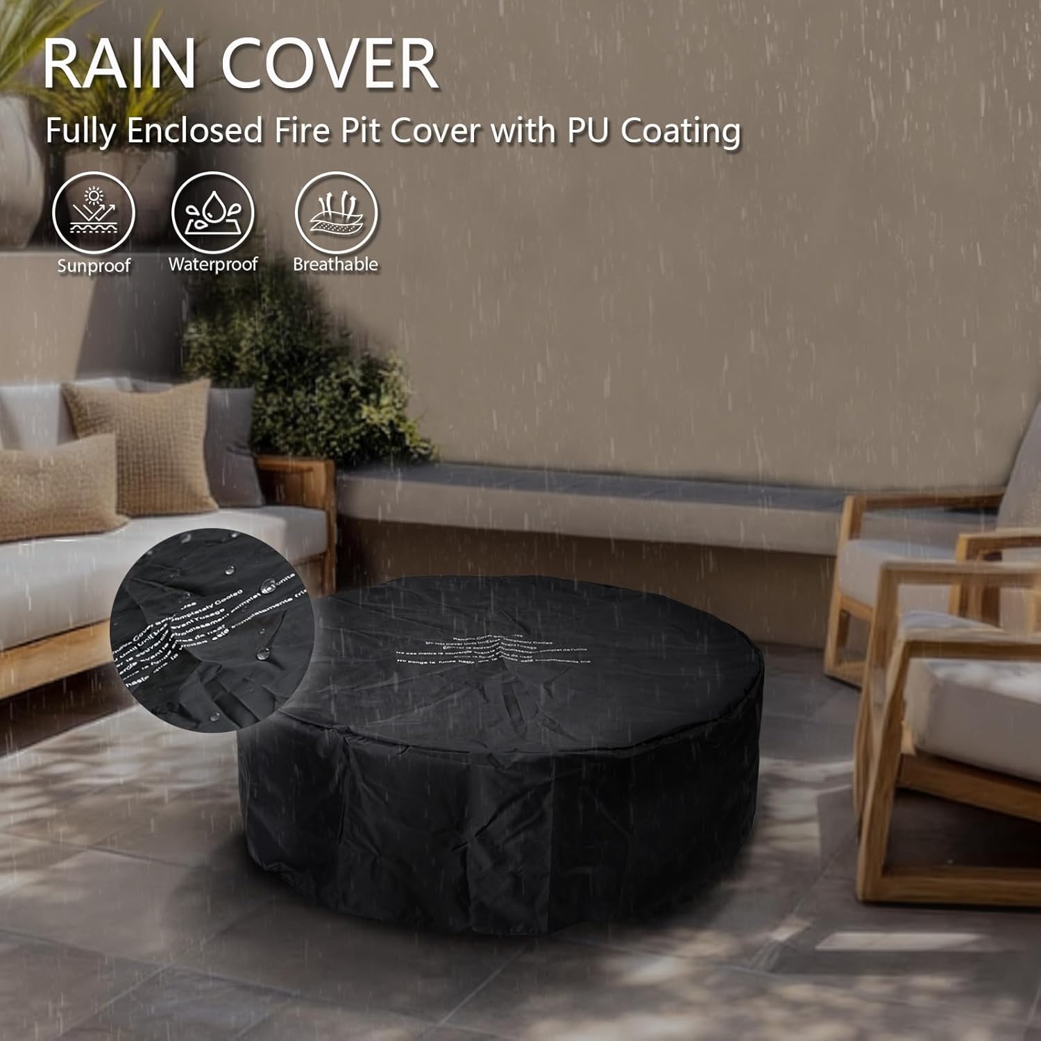 3-in-1 Fire Pit Table, 65000 BTU Outdoor Fire Pit, Includes Tank Table, Wind Guard, Rain Cover, and Grilling Tray; CSA-Certified, Gas Fire Pits for Outside Patio