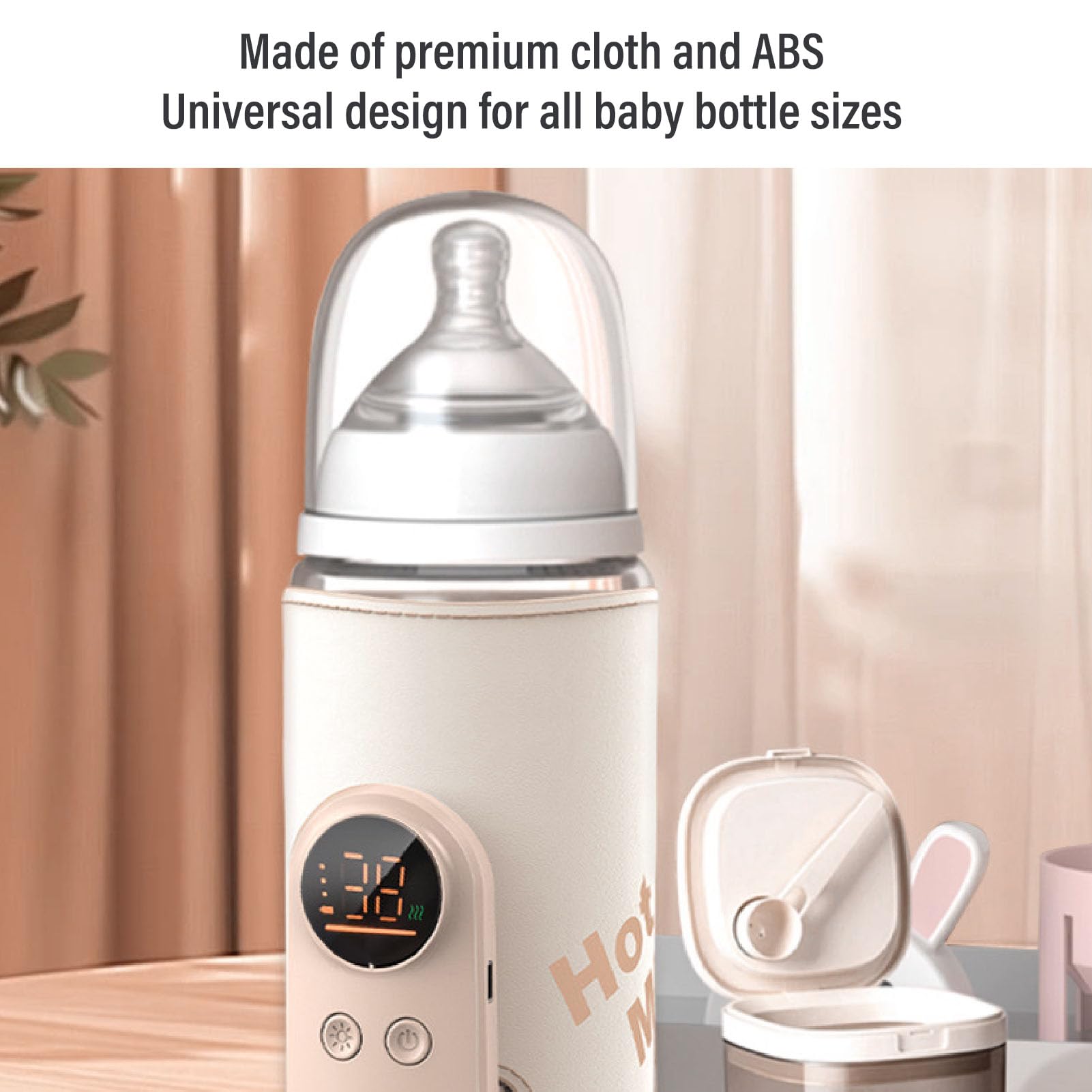Scaldabiberon Ricaricabile USB con Batteria da 8000mAh per Auto e Viaggi, Mantiene la Temperatura del Latte Costante, Scaldabiberon Portatile con Design in Tessuto