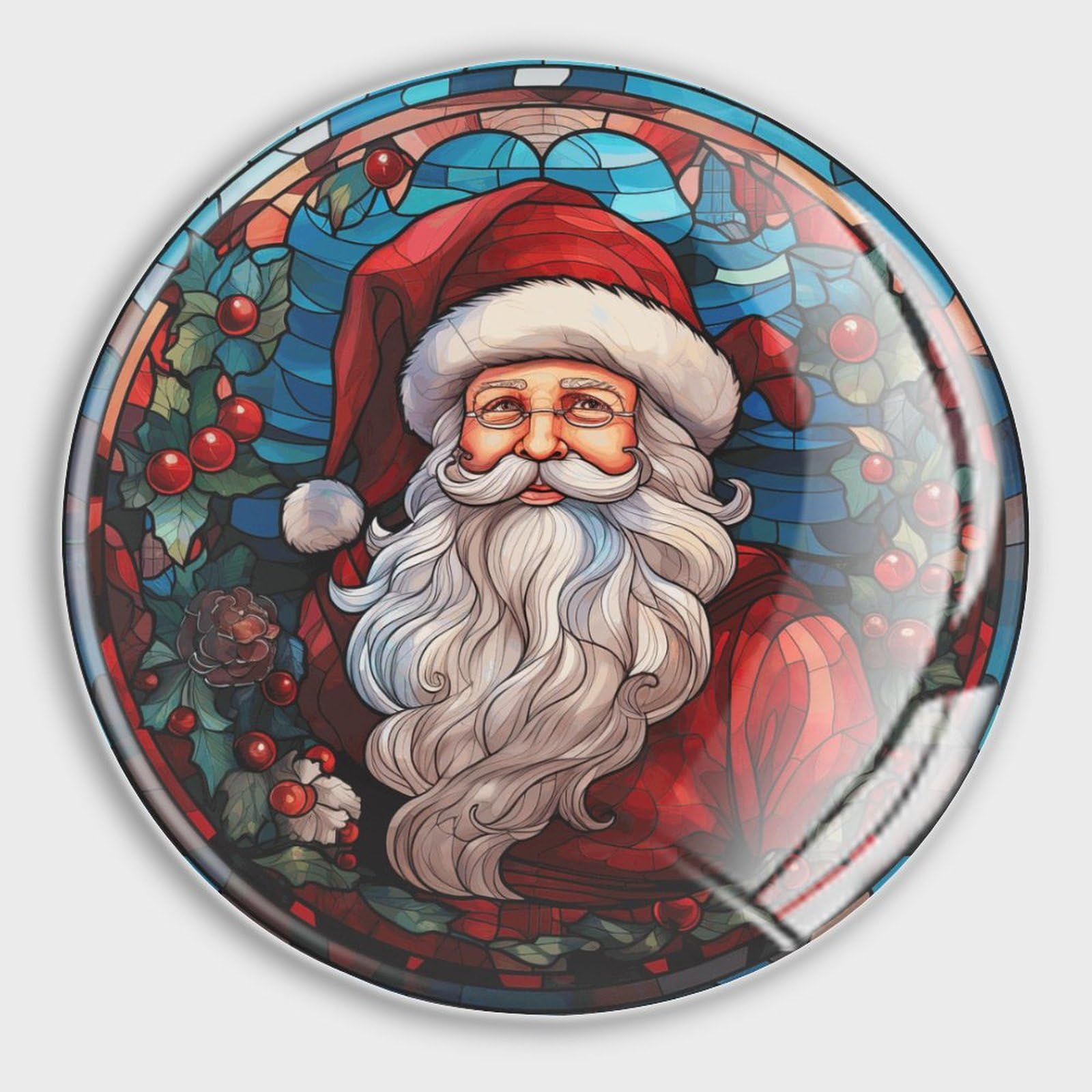 Imanes para nevera de Papá Noel en cristal óptico y diseño étnico - Set de 4 piezas exclusivas