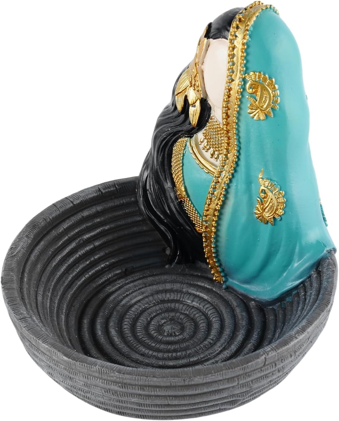 Women Figurine Key Bowl for Entryway Table Aesthetic Resin Catchall Tray Decorative Candy Dish for Office Desk Bedside Organizer Night Stand Organizers Women Key Holder Bowl, Light Green