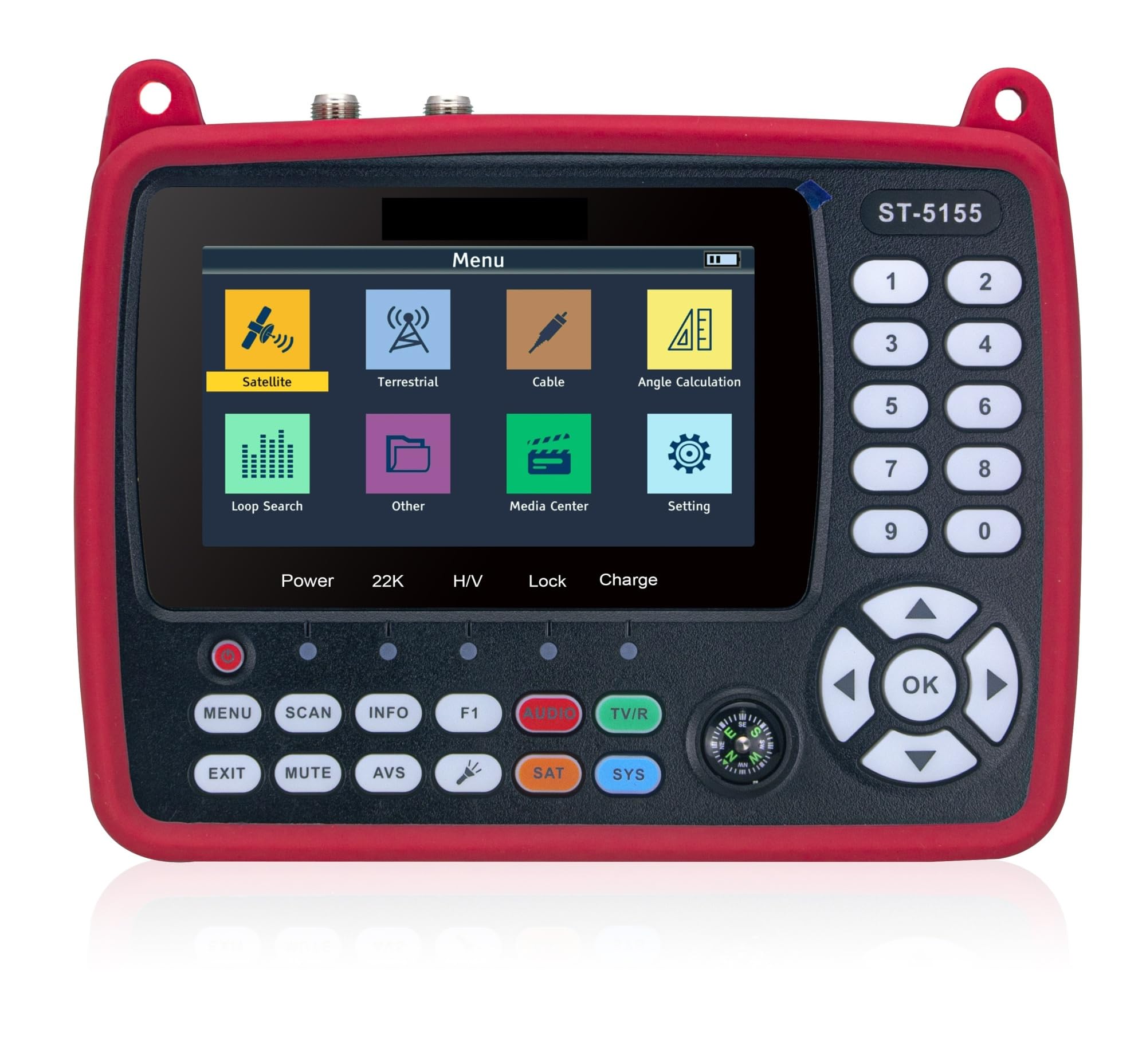 Buscador de satélite DVB-S2 + DVB-C + DVB-T2 medidor de medición de señal Digital Receptor Detector con Pantalla de 4,3 Pulgadas Borrar Pantalla