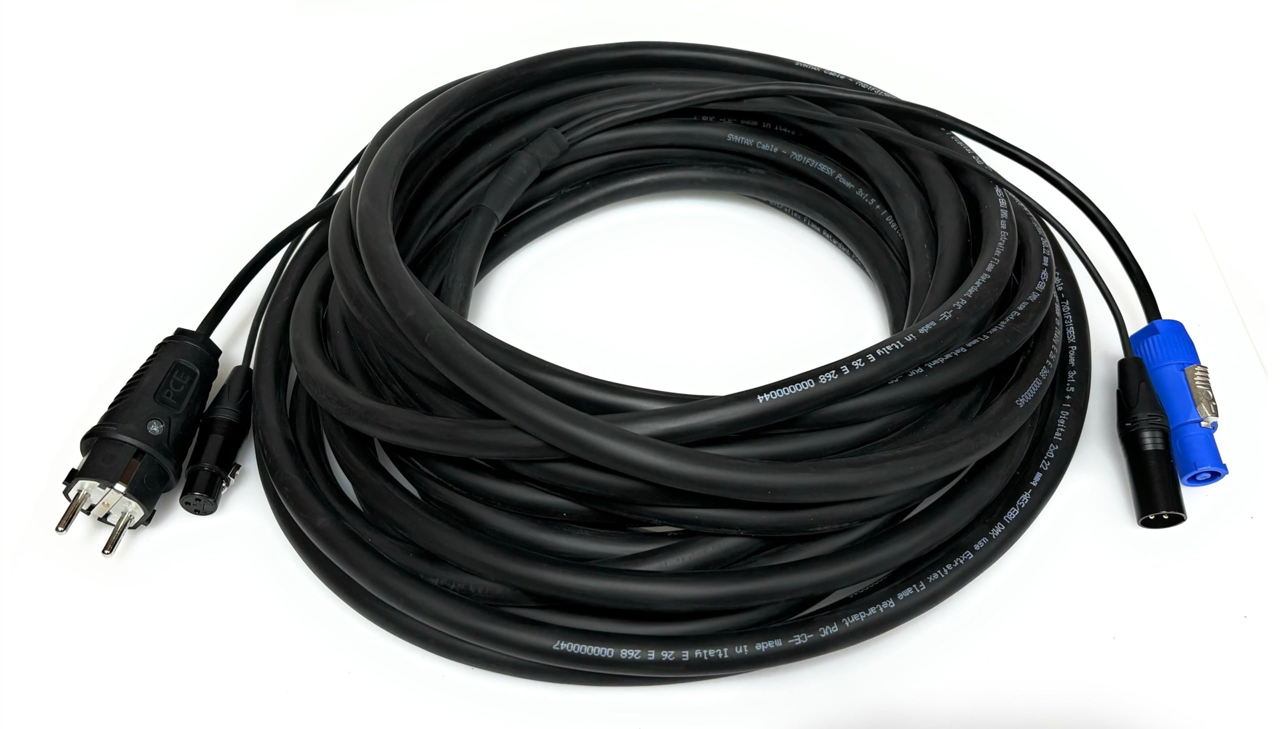 DG Systems - Cavo ibrido phono-rete per casse attive con Schuko e Powercon - Made in Italy (5 mt)