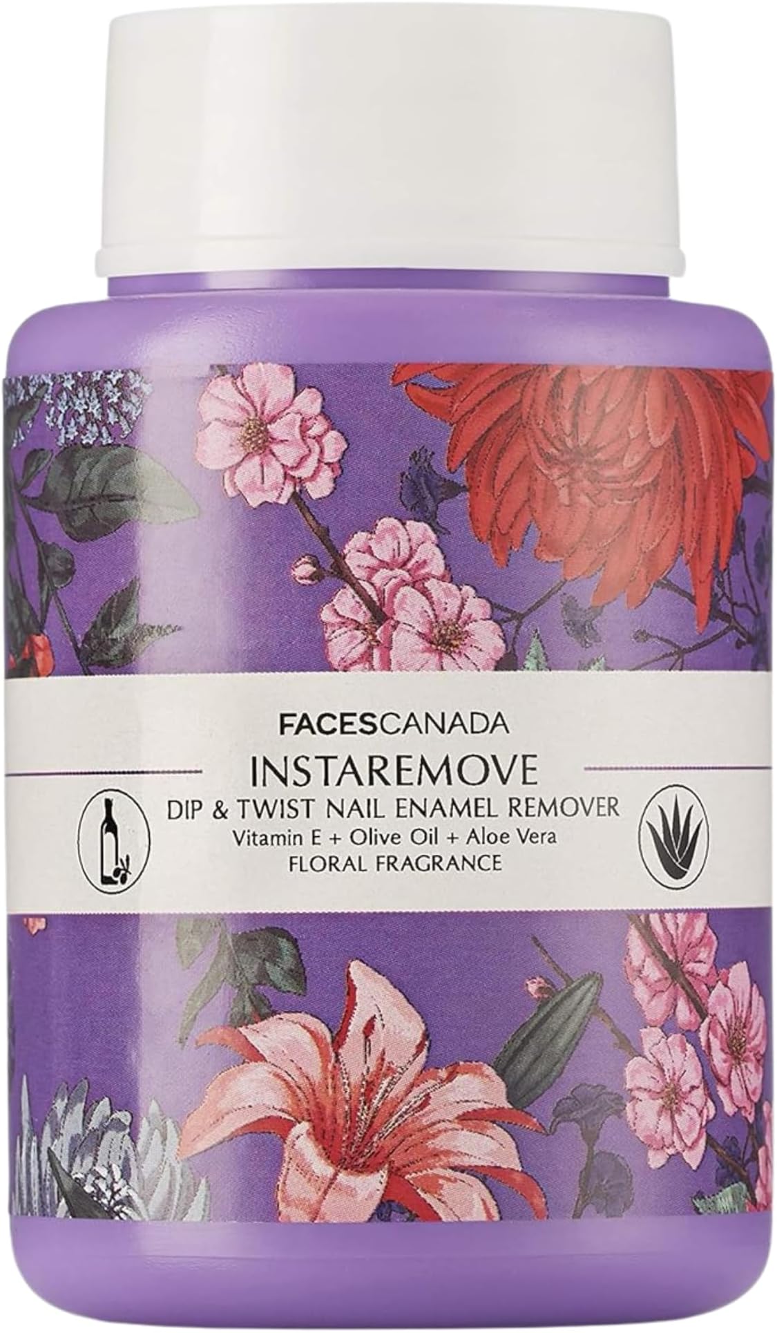 FACES CANADA InstaRemove Dip & Twist Nail Enamel Remover, 80 ml | Floral Fragrance | Vitamin E, Olive Oil, Aloe Vera | Nourishing Formula | Gentle Nail Polish Remover | Acetone Free | Cruelty Free