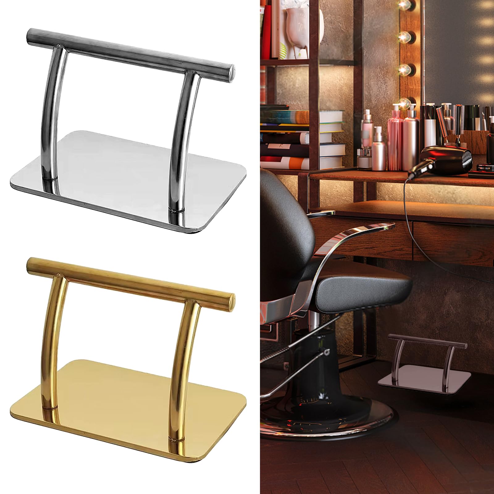Poggiapiedi in acciaio inox, professionale mobile, parti del pedale per parrucchiere, beauty spa, nail massaggi, salone, 29,8 cm x 18,9 cm x 20 cm (oro)