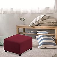 Vista 2 de FUANGUI Fundas otomanas estampadas, funda otomana rectangular elástica, protector de muebles, reposapiés, funda para taburete con parte inferior