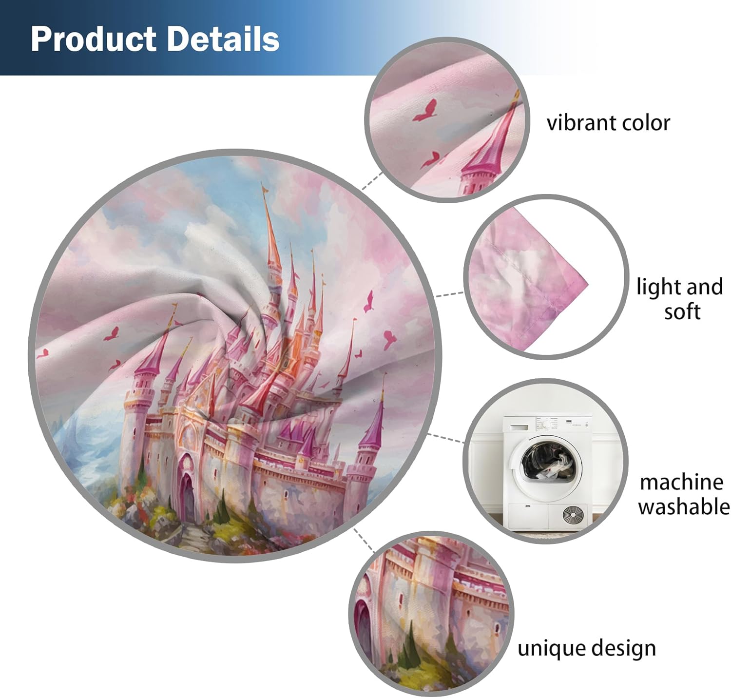 Princess Castle Window Curtains for Kids Girls Magic Pink Fantasy World Fairytale Landscape Baby Living Room Bedroom Nursery Toddler Home Rod Pocket Drapes Decor 84 in x 84 in