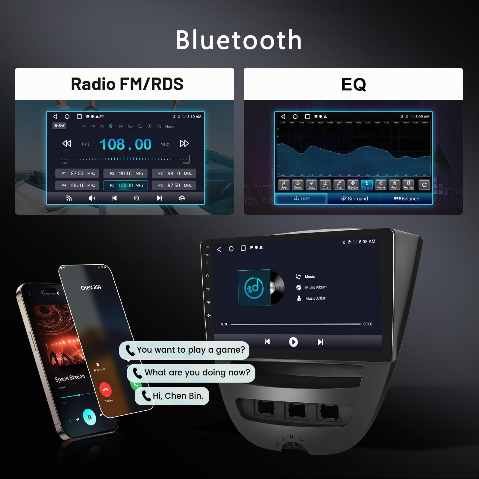 2GB 64G Autoradio per Toyota Aygo/Peugeot 107/Citroen C1 2004-2014 Android Radio Wireless Carplay Android Auto, Stereo 10 Pollici Touch Screen 2 Din Radio Navigazione GPS WiFi Bluetooth FM/RDS Hodozzy