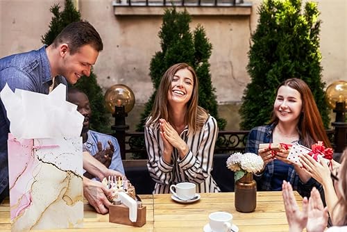 Miniatura 3 de Lyforpyton Paquete de 4 bolsas de regalo medianas con papel de seda de 7 x 9 x 3.9 pulgadas, bolsa de papel de regalo de mármol para fiesta de