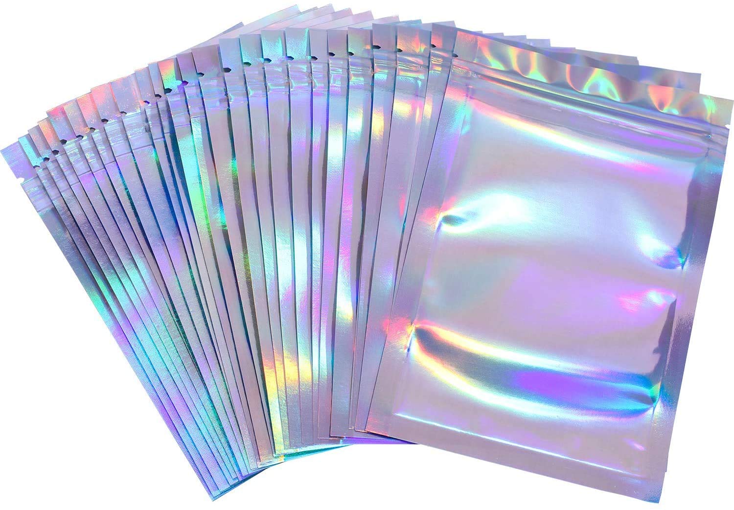 Elf Cat 100 PCS Food Storage Bag Resealable Smell Proof Bags Foil Pouch Bag Flat Ziplock Bag for Favor Food Storage (3.3 x 5.1 Inches)