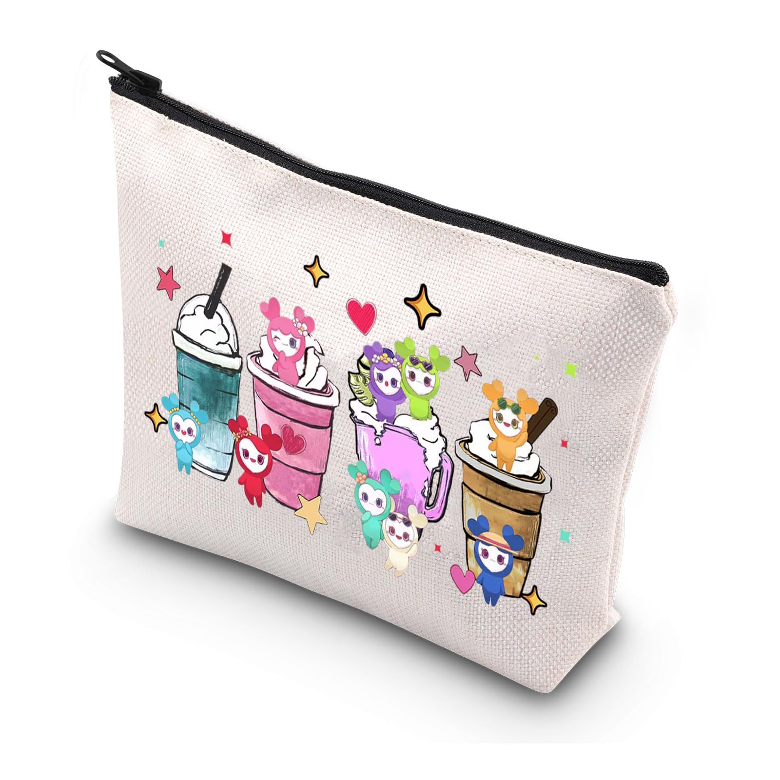 MYSOMY K-POP Gift Korean Girl Group Twice Makeup Bag Twice Character Cosmetic Bag Twice Fans Gift Kpop Music Lover Gift (Twice Tea Bag)