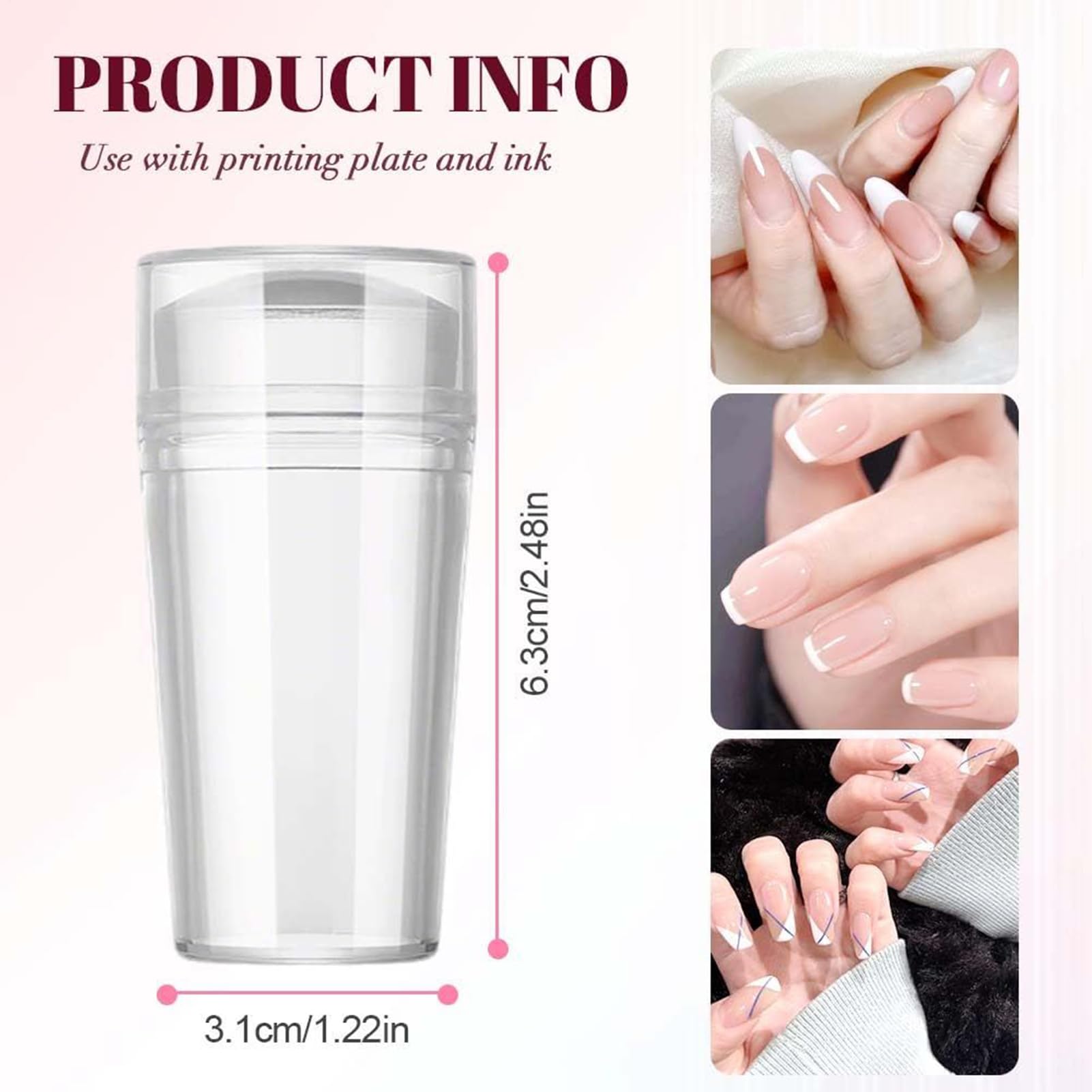 Sellos de Silicona Transparente para Uñas Francesa, Herramientas de Estampado de Manicura en Relieve