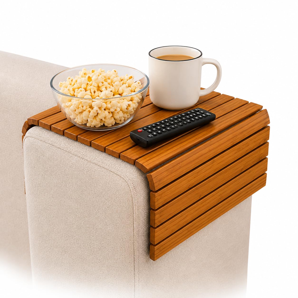 Multipurpose Wooden Mat | Foldable Roll-Up Bamboo Style Mat for Bathroom, Kitchen, Sofa Armrest, Bedside Utility, Spa, Plant Stand & Laptop Desk Base-image-37