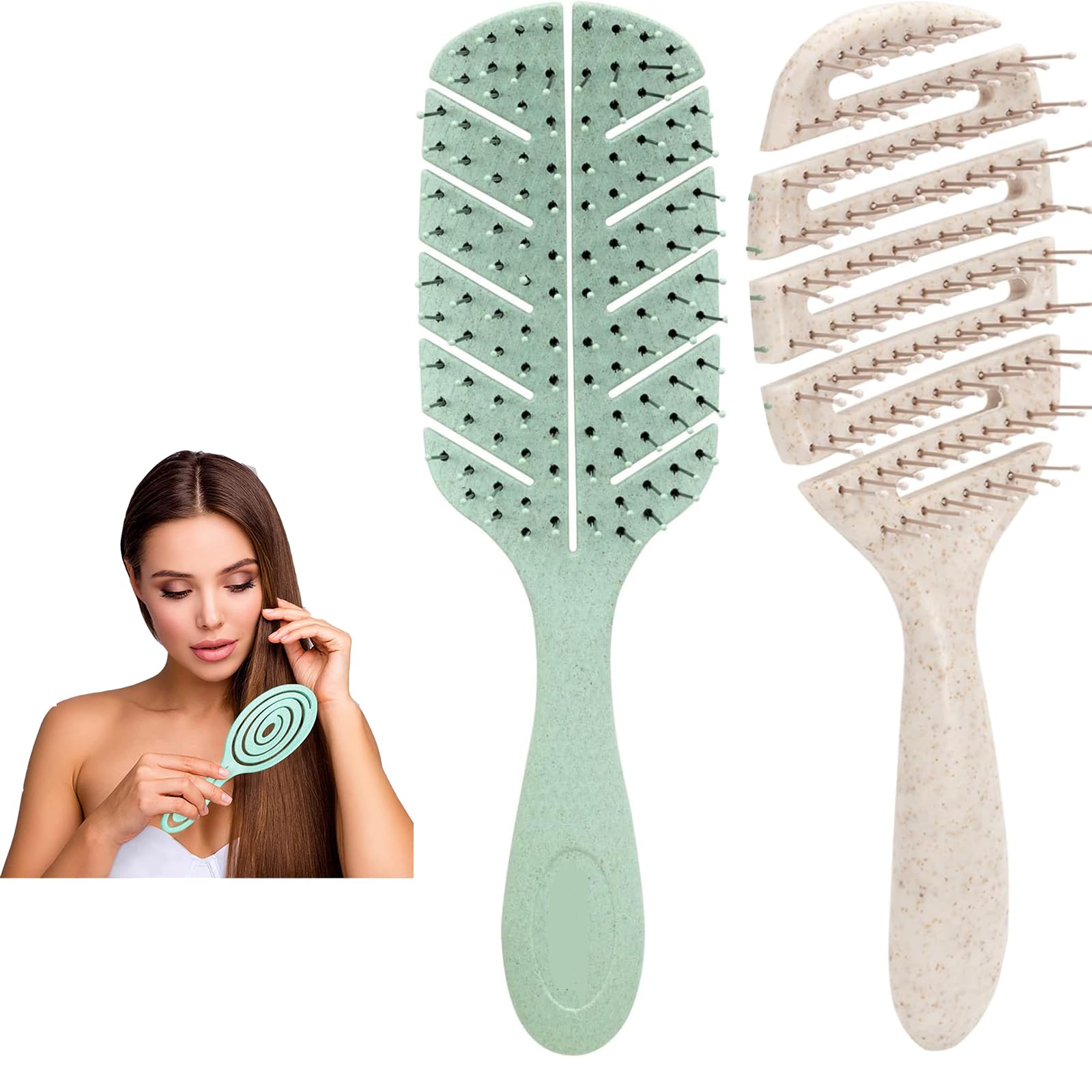 2pcs Curly Hair Brush Set of Z-Shaped Vent Hair Brush for Curly Wavy, and Wet Hair