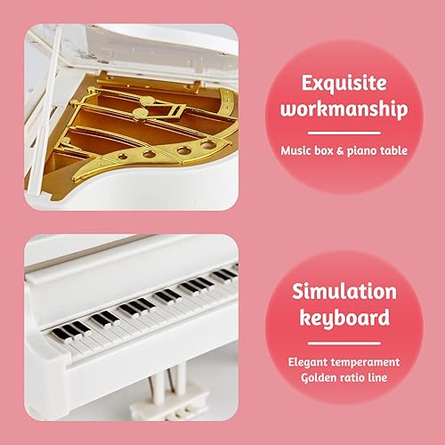 Miniatura 3 de Caja de música de piano, cajas musicales de cuerda, caja de música clásica para niñas, regalo de cumpleaños o decoración de escritorio