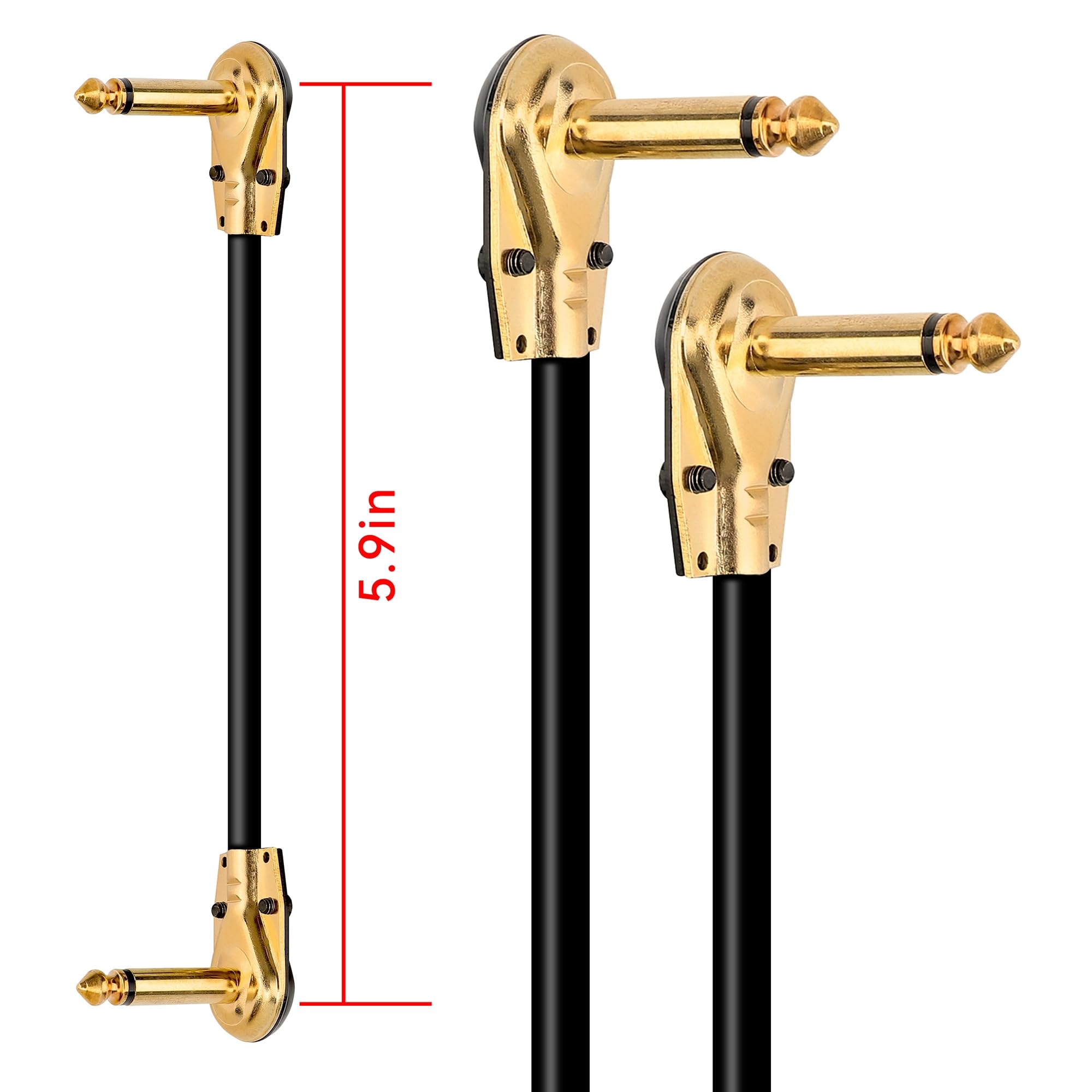 Beudsa ChargN Guitar Patch Cables Right Angle 6 Inch 15 cm 1/4 Instrument Cables for Effect Pedals