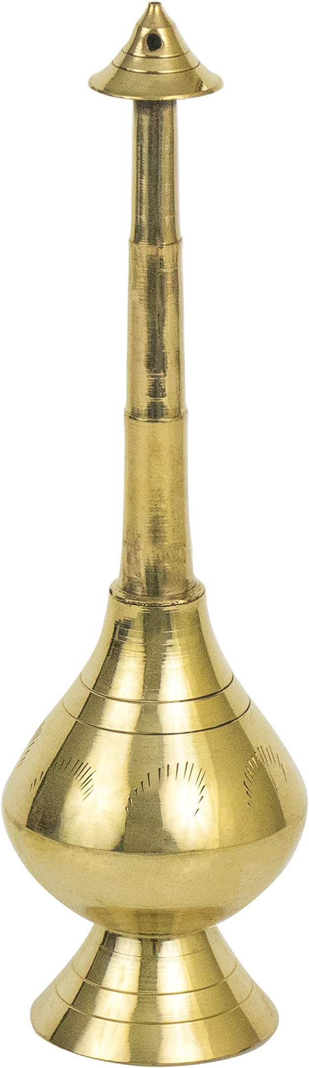 Brass Sprinkler Bottle for Holy Water, Gangajal and Perfume Gulab Pash Rose Brass Water Paneer Sombu โ(Small, 8 Inch)
