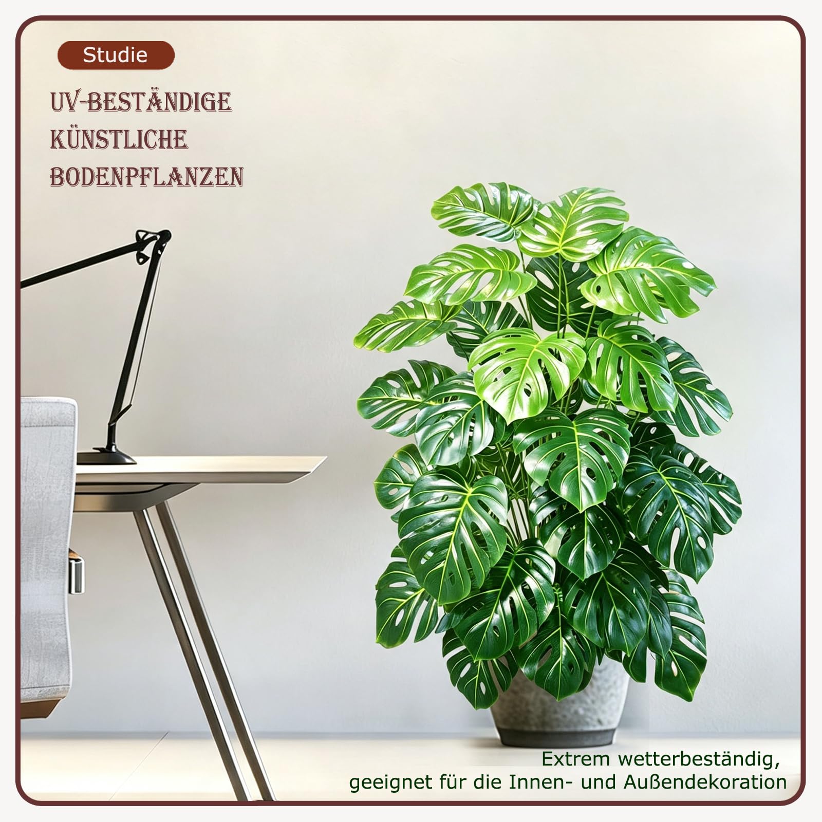 Monstera Artificielle, 135 cm, 36 Feuilles, Fausse Plante | Grande Plante Artificielle Tropicale Sans Entretien, Déco Intérieure Extérieure : Salon, Balcon, Bureaux, Espaces Commerciaux