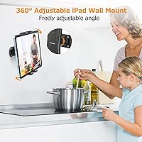 Vista 4 de OHLPRO Tablet Wall Mount Holder 360° Rotating Adjustable Universal iPad Stand for Kitchen Office Warehouse Home, Compatible with 5"-13" Phone