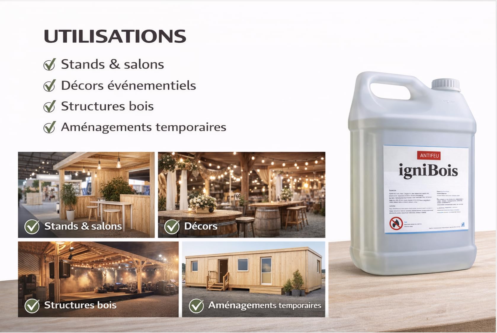 Bidon Ignifuge Bois M1 – Traitement Anti-feu Bois 5 L avec pulvérisateur – Protège Jusqu’à 28,5 m² – Fabrication française - Antifeu Discount