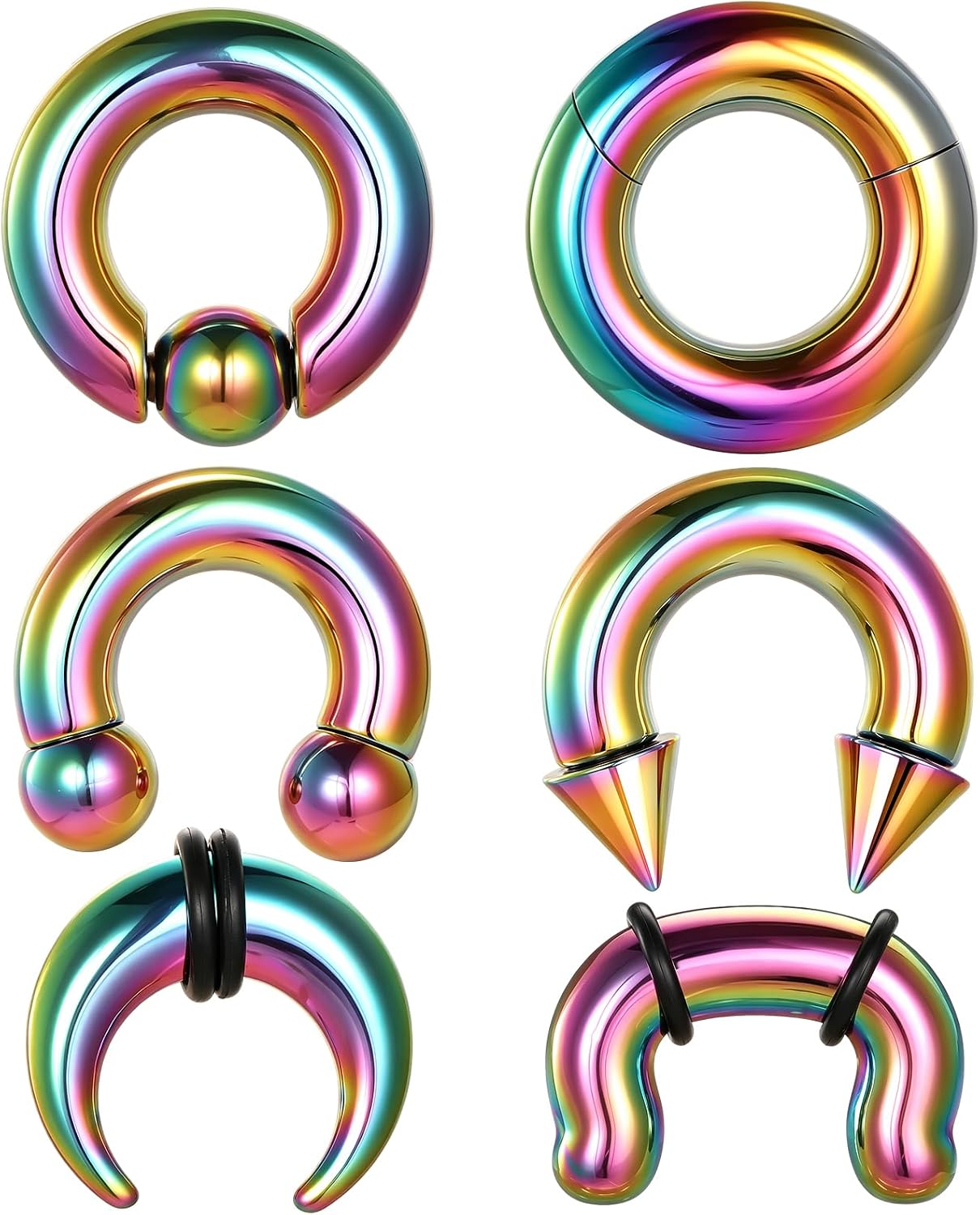 Xpircn Septum Rings 2G 4G 6G 8G 10G 12G 14G Surgical Steel Heavy Ear Gauges for Men Septum Stretching Kit Spike Septum Jewelry