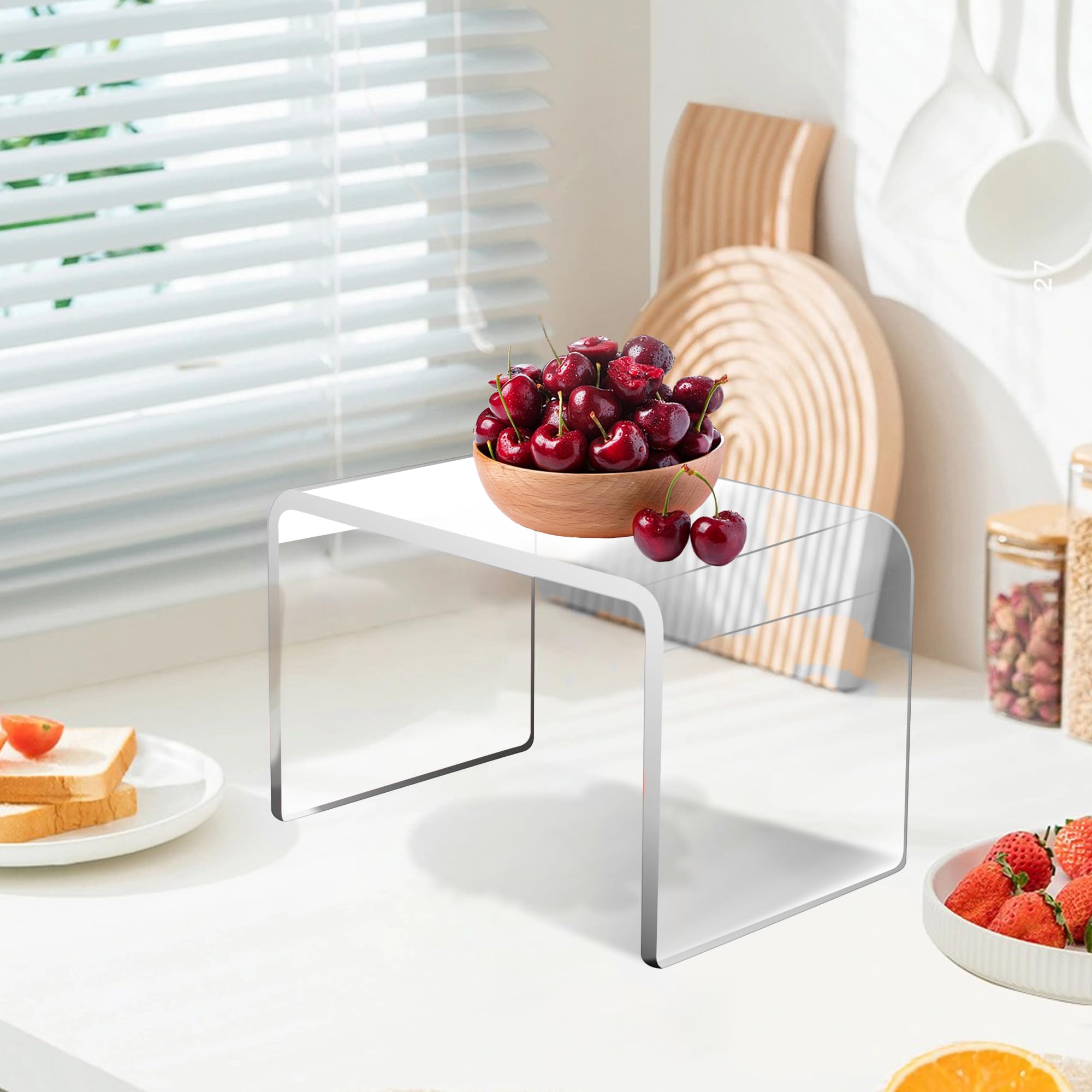 Jusalpha Wytrzymały akrylowy stołek prysznicowy, 25 cm, przezroczyste akrylowe stojaki do ekspozycji o grubości 2/12.7 cm, nośność 90 kg, stojak wystawowy, podnóżek, stołek prysznicowy do golenia nóg,