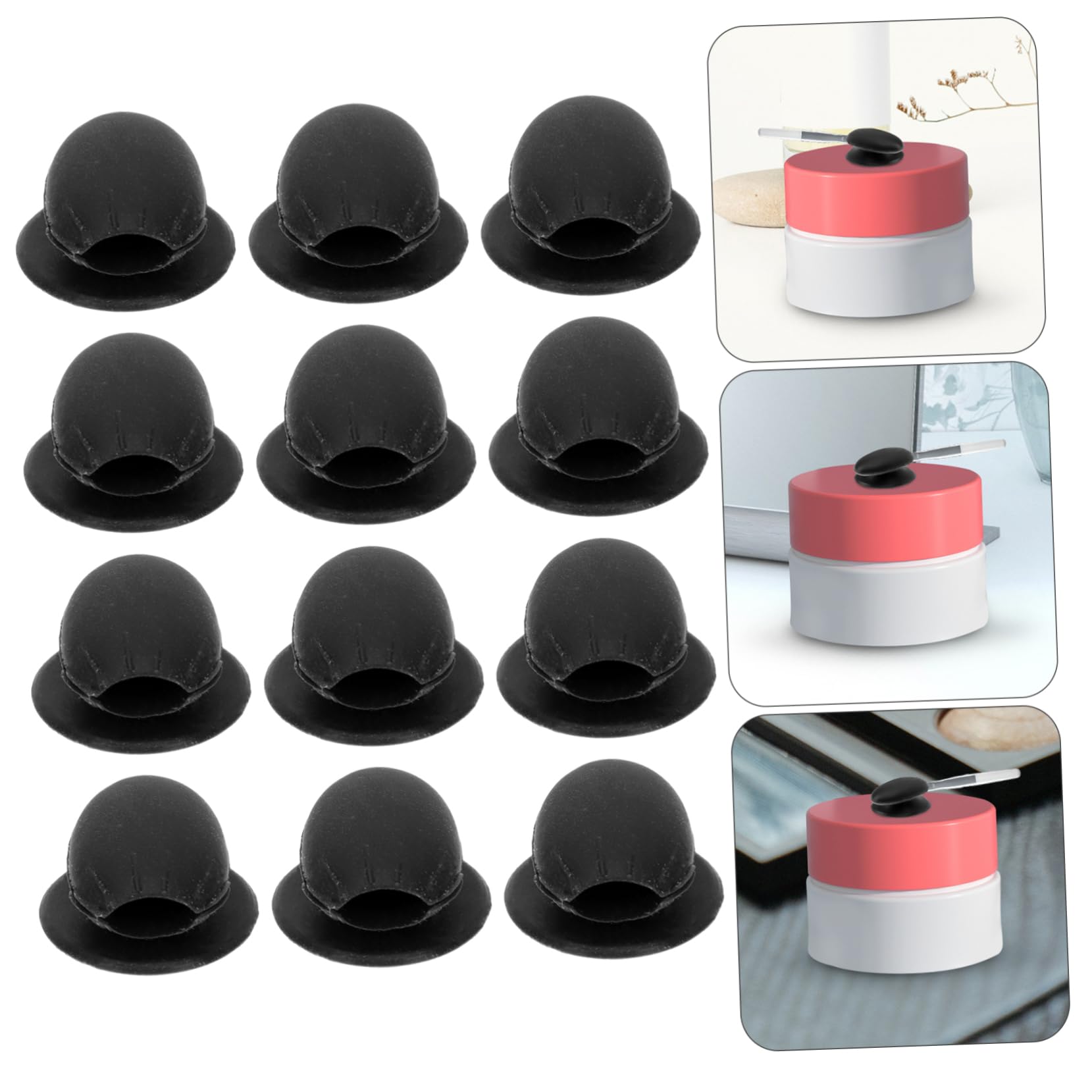 FRCOLOR Makeup Brush Net Covers 12 Pack Silicone Lip Brush Dust Covers for Reusable Lip Brush Protectors