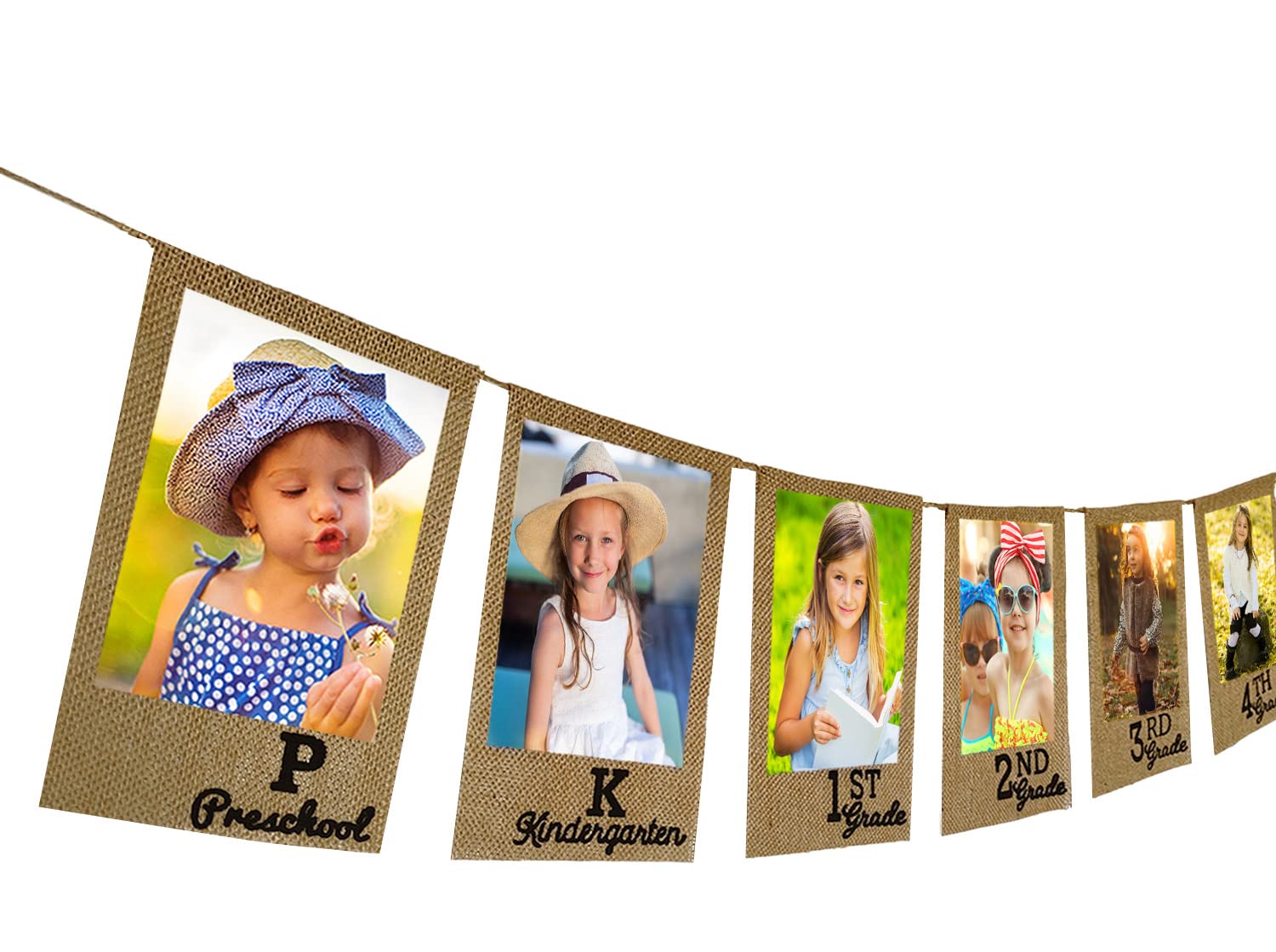 2024 Graduation Decorations Pre-Strung Burlap Graduation Photo Banner for Class of 2024 Decorations K-12 Picture Banner Senior 2024 Decor for High