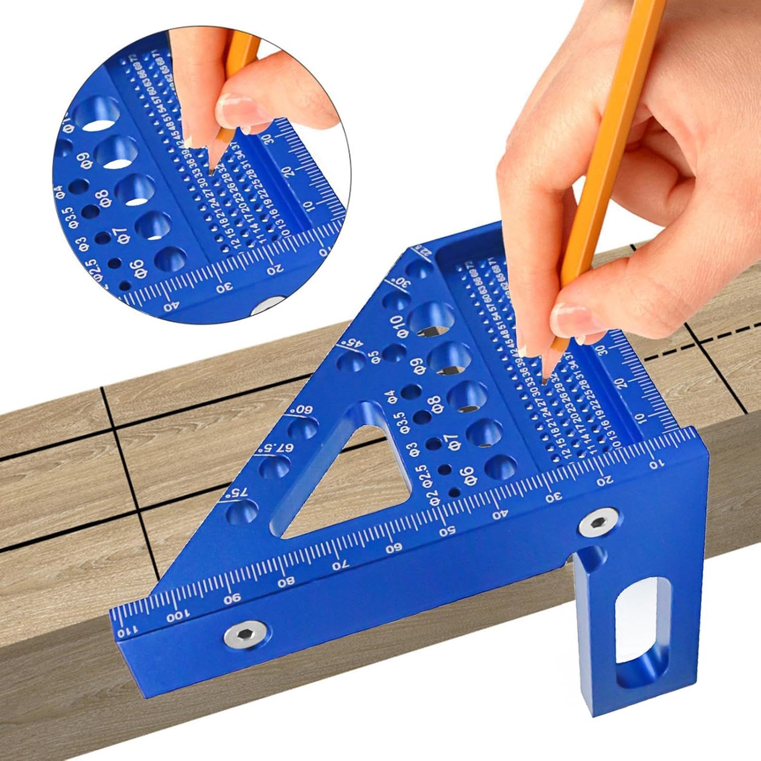 3D Woodworking Protractor, Hole Position Aluminum Alloy Triangle Rulers, Layout Measuring Tool, 3D Saddle Square Ruler for Precise Marking, Engineer Carpenter