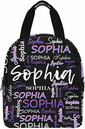 Miniatura 9 de InterestPrint Bolsa de almuerzo personalizada con nombre, lonchera de mariposa rosa degradada, regalo personalizado para nieta, nieto, sobrino