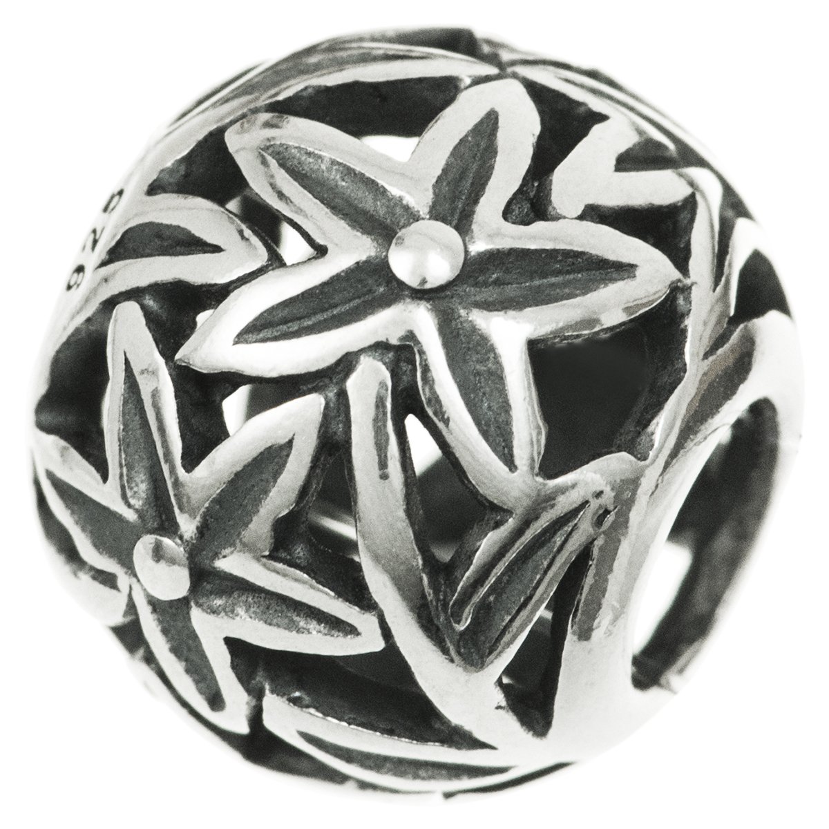 925 Sterling Silver Rose Flower Filigree Bead - Fits 3mm European Charm Bracelets & Necklaces, Antique Silver Finish - View #3