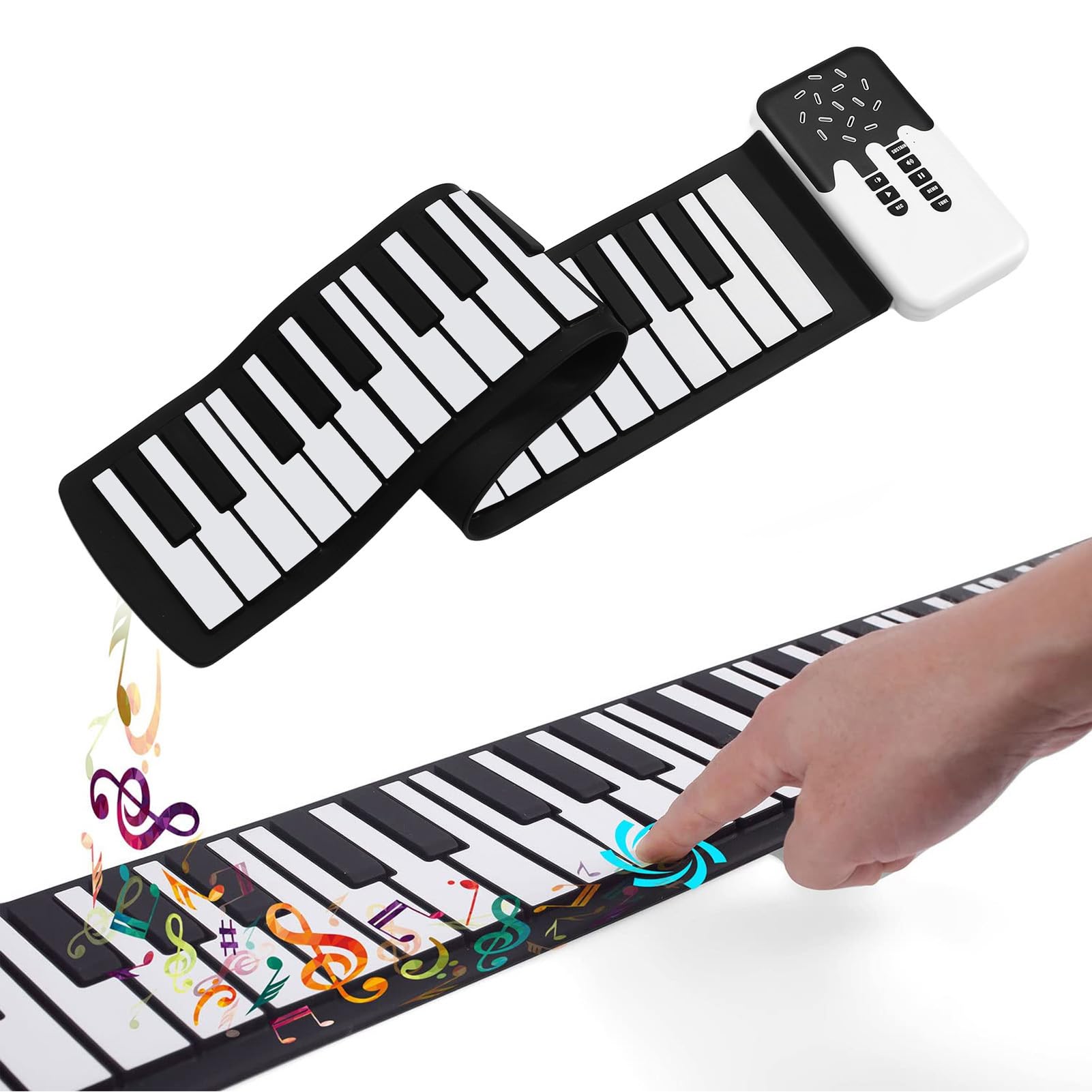 Pianoforte Elettronico a 49 Tasti Arrotolato a Mano Pianoforte Elettronico a Mano con Altoparlante Tastiera Pieghevole Piano Elettronico Flessibile per L'intrattenimento