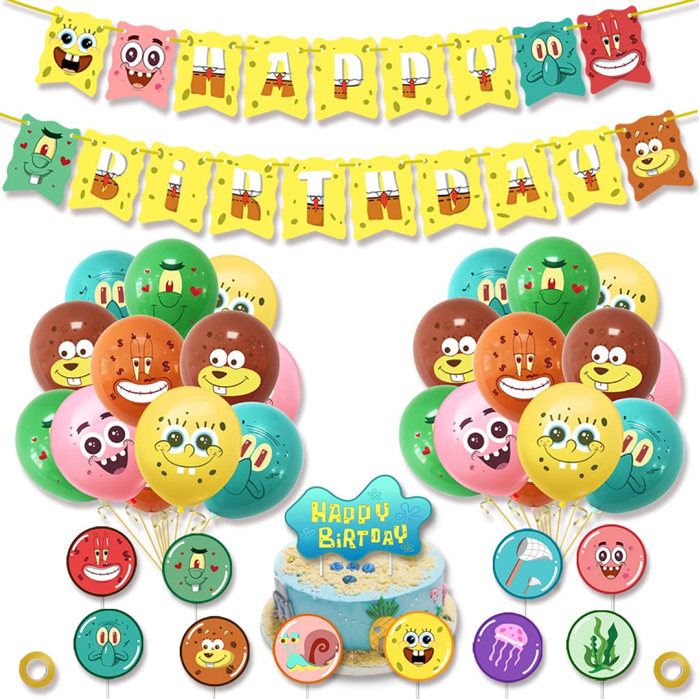 Buy 34 pcs Spongebob Birthday Party Supplies,Spongebob Decorations
