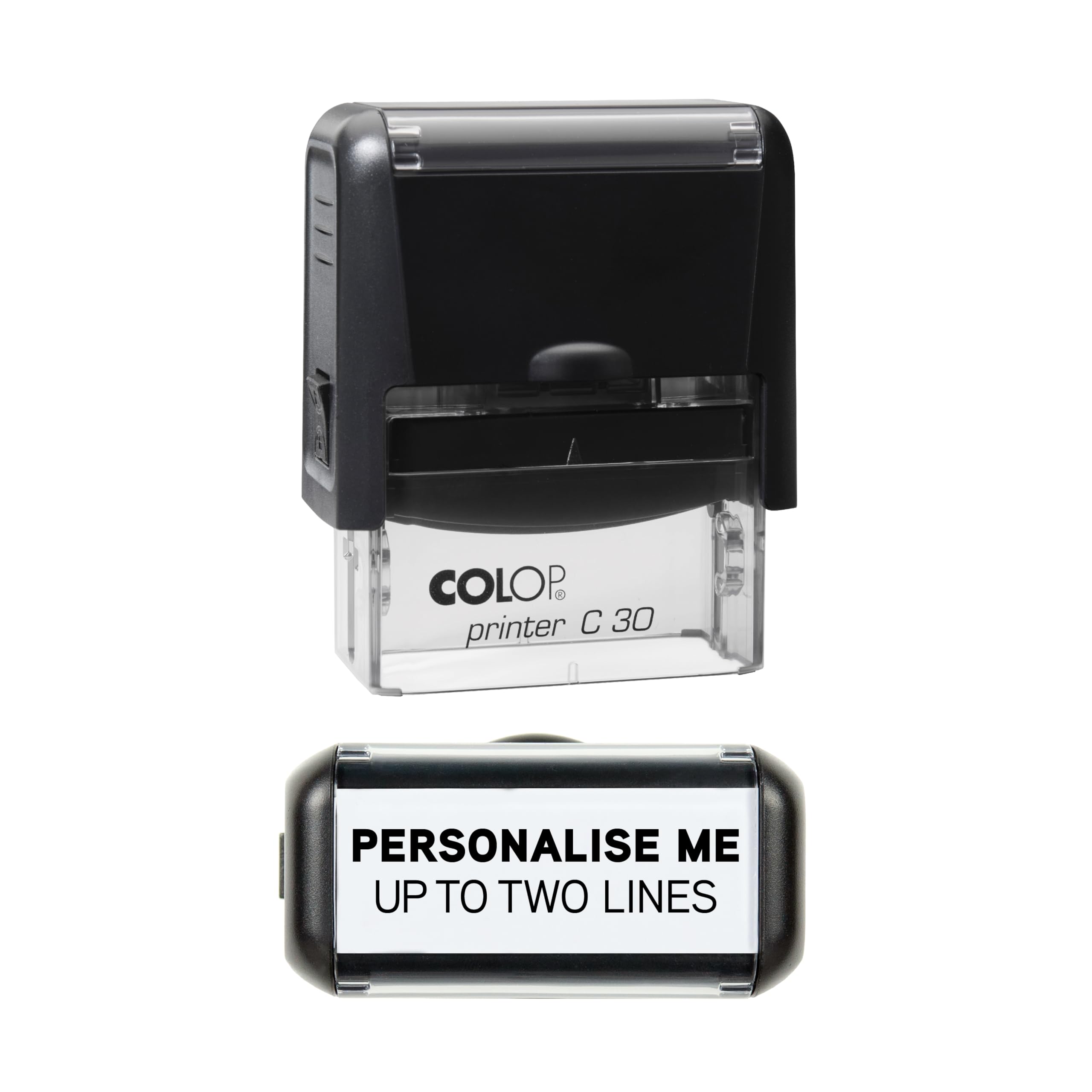 Personalised Custom Made Self-Inking Business Company Address Rubber Ink Stamp - 48mm x 18mm (2 Lines)