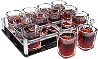 Vista 1 de D&Z Vaso de chupito de 2 onzas con soporte, juego de vasos de chupito de tequila, fácil de llevar, 12 vasos de base pesada sin derrames, bandeja