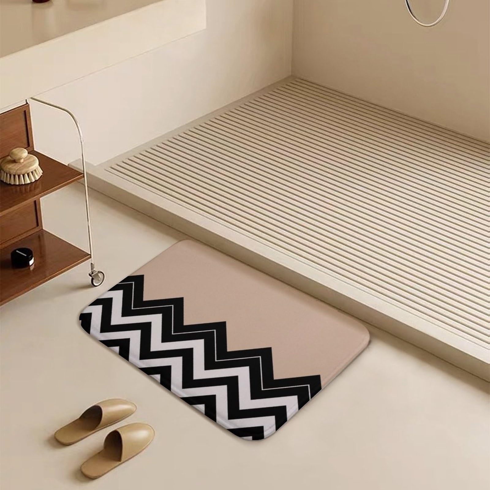 Amazon.com: Chic Taupe White Black Zigzag Stripes Pattern Bathroom
