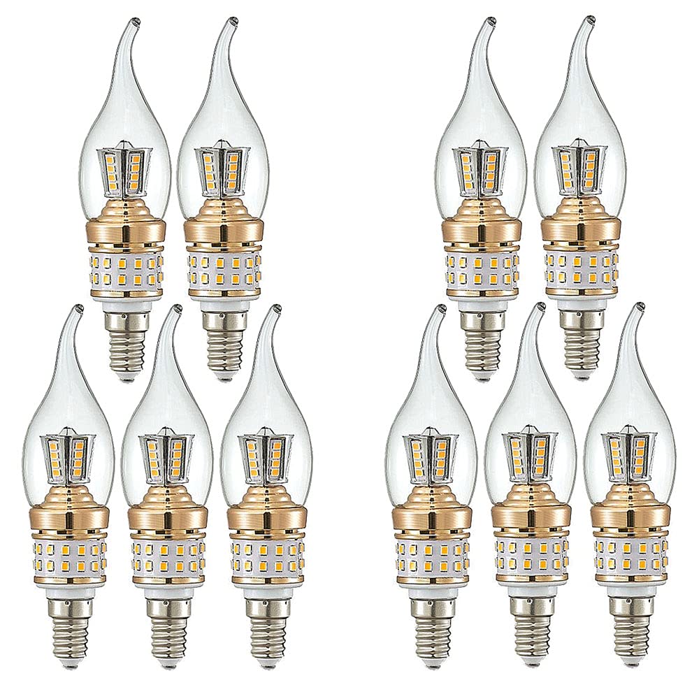 Lampadine a Candela LED E14 Lampadine a LED con Candelabri a Vite Piccola 10W Non Dimmerabili Lampadario Bianco Caldo 3000K Lampade a Risparmio Energetico(Equivalente a 90W)10Pacchi