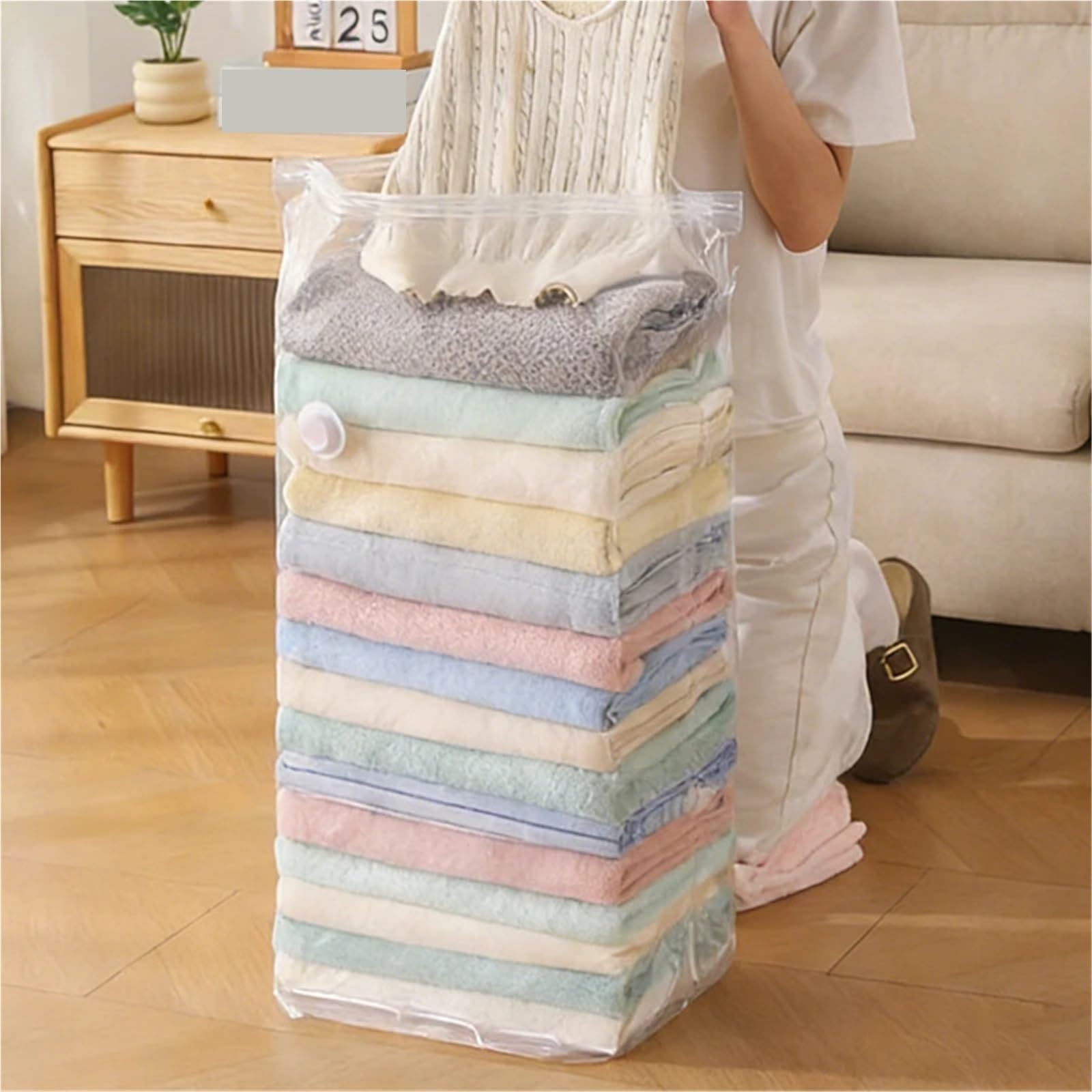 Bolsas Vacio Ropa Bomba grande de bolsas almacenamiento al vacío 2 piezas | Ropa gratis, manta, edredón, abrigo, ahorro de espacio, compresión, armario for el hogar(40x32x60cm,5PCS)