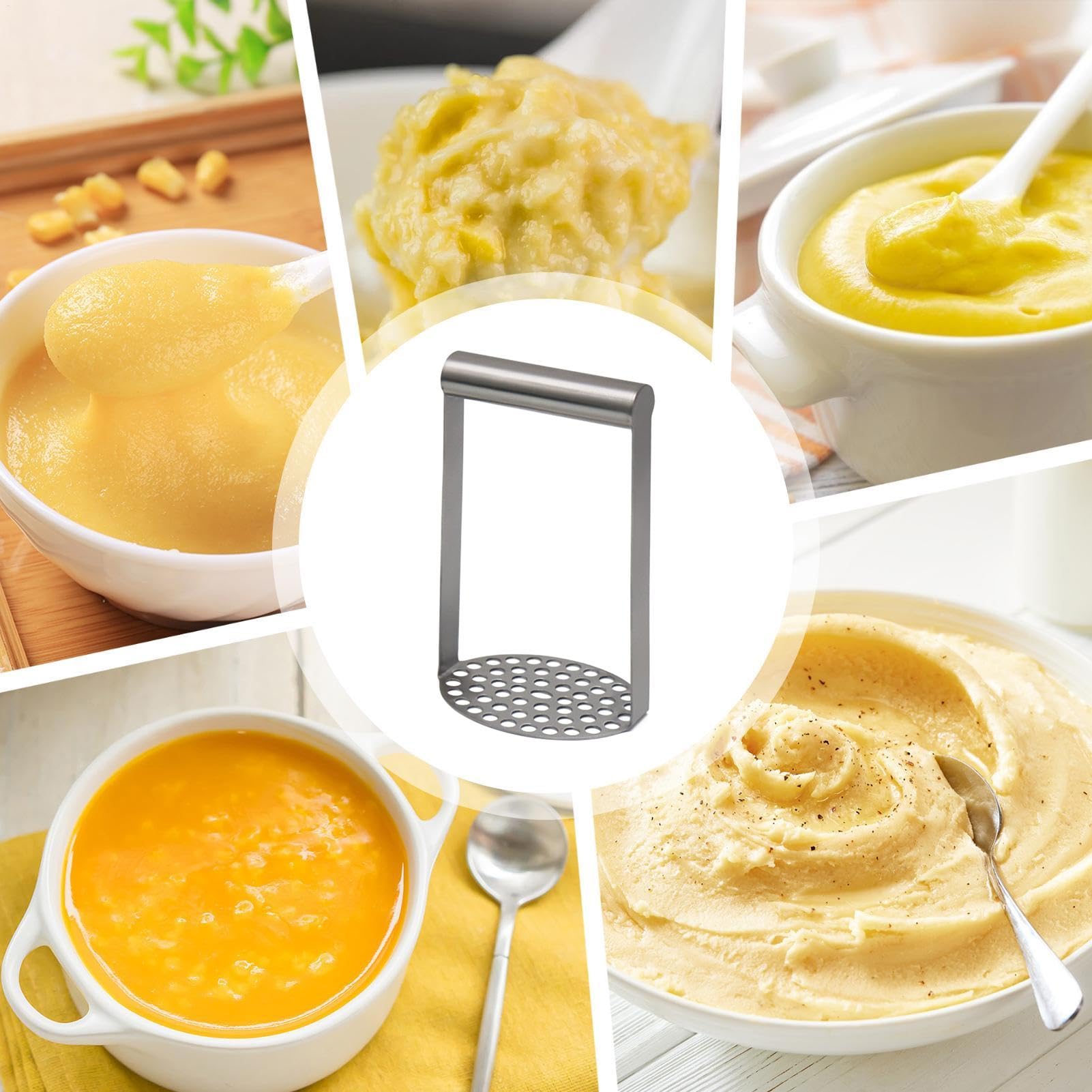 Stainless Steel Potato Masher 11x8.6x18cm Heavy Duty for Avocado Guacamole Mashed Potatoes