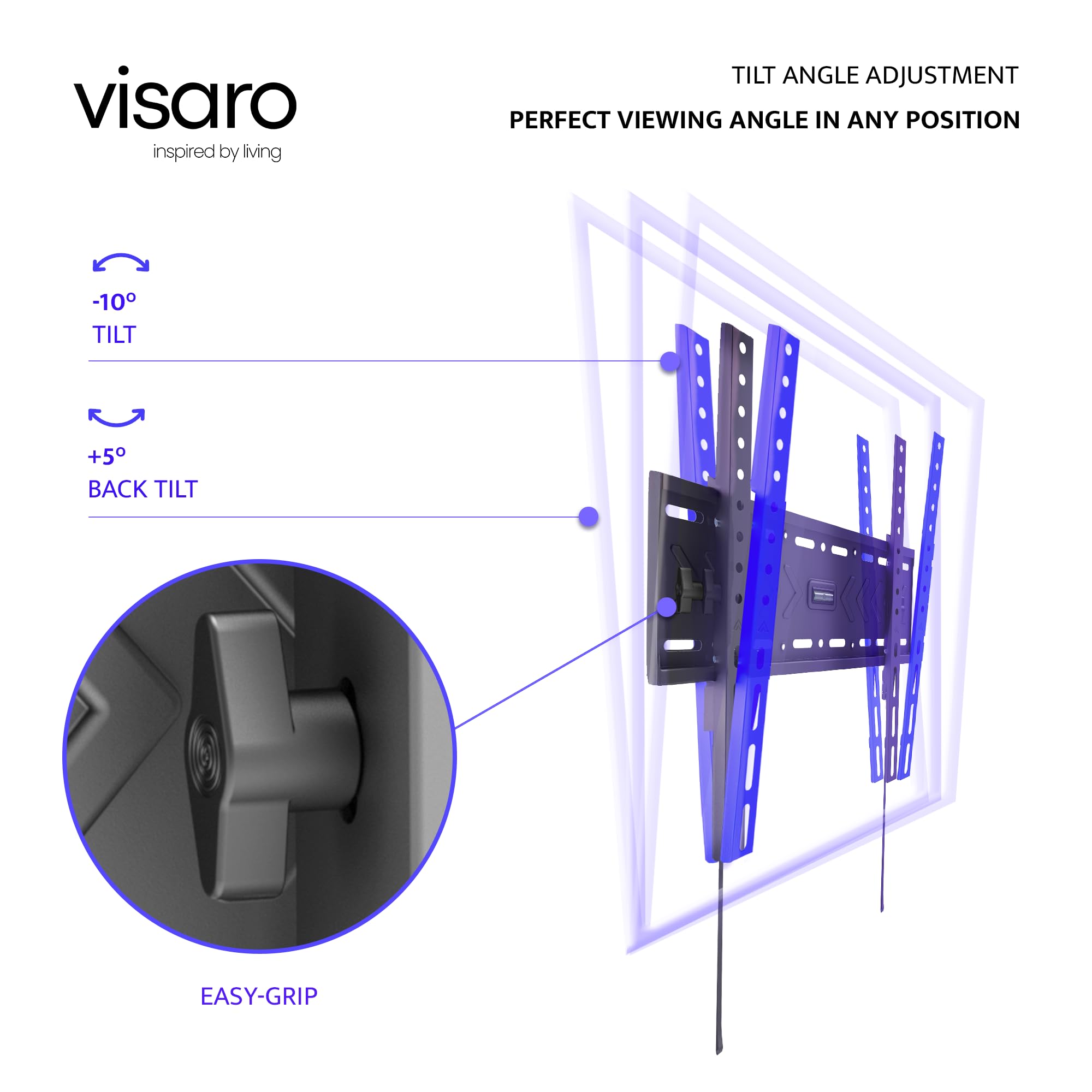 Visaro WMT75 Support TV Inclinable 43-75 Pouces, VESA 400x400