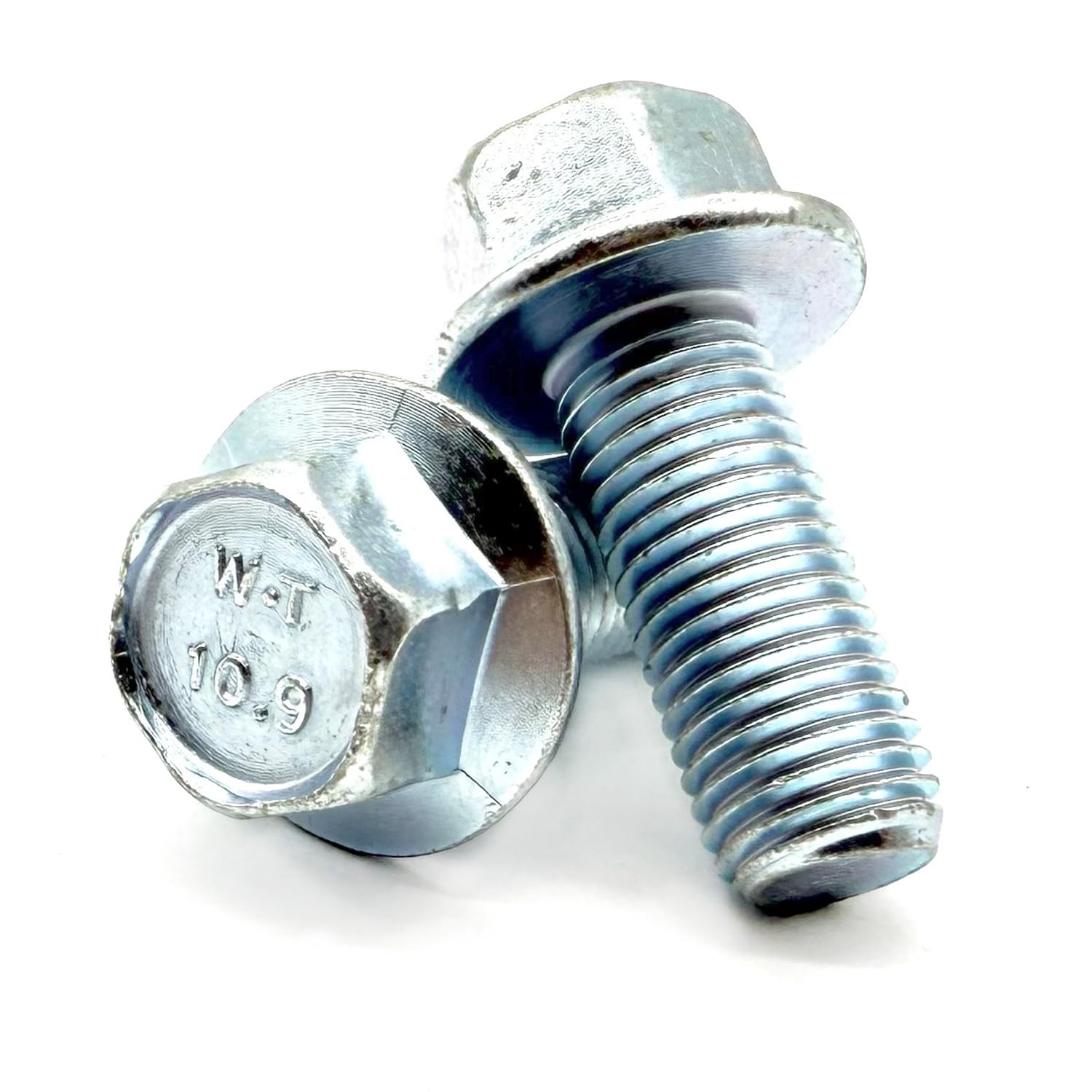 (30 Pieces) M10-1.25x25 Class 10.9 JIS Hex Flange Bolts Screws UNF Fine Full Threads Zinc Clear