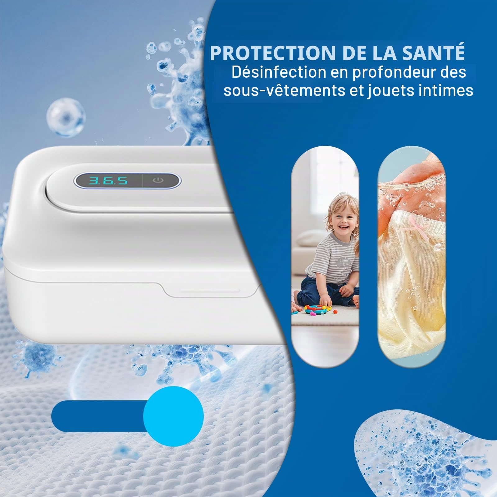 Boîte de désinfection UV : stérilisateur d'outils pour ongles avec affichage numérique, amovible pour l'utilisation Centre de désinfection UV pour téléphone portable, masques, lunettes, clés