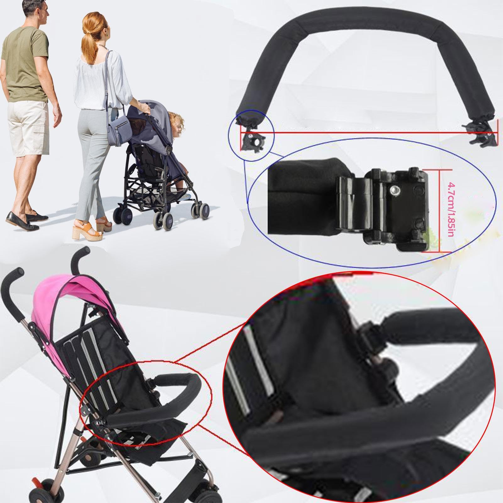 Barra Paraurti Per Passeggino Con Portabicchieri - Vassoio Snack Regolabile In Metallo - Foto 6