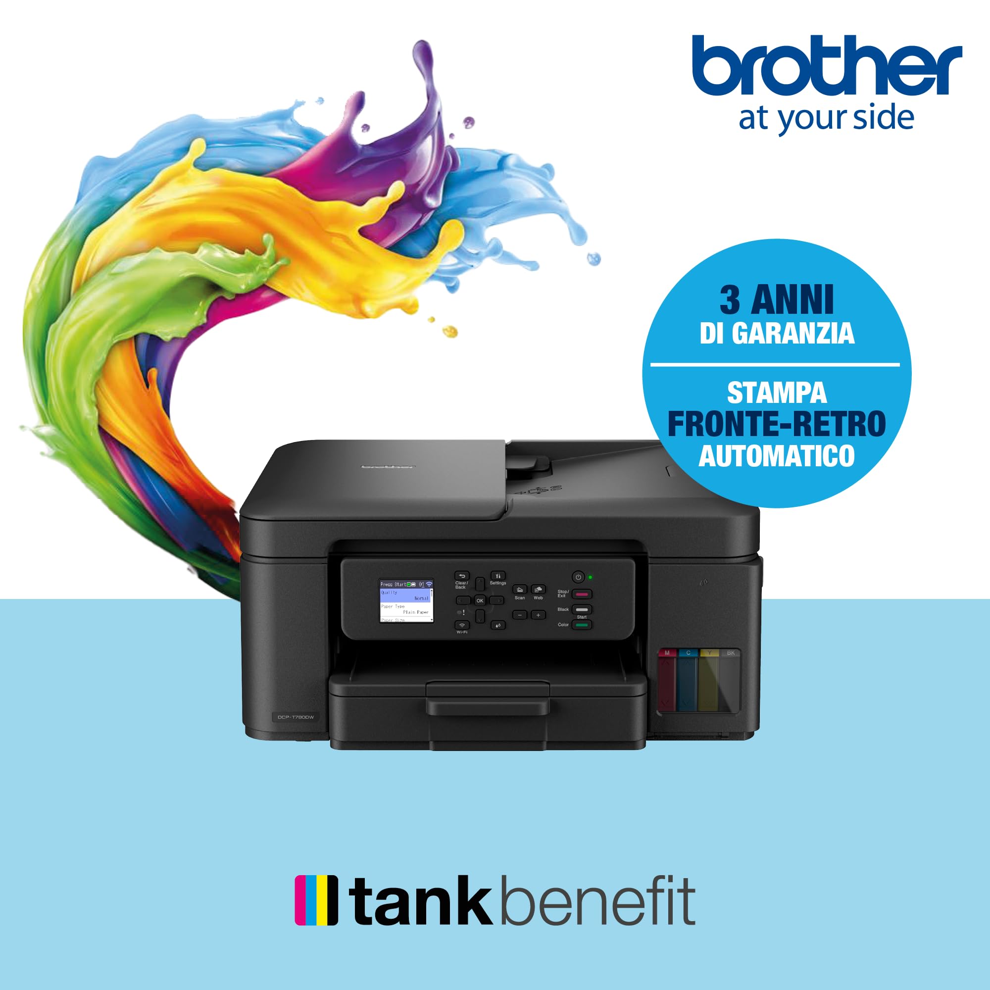 Brother DCPT780DW Multifunzione Inkjet Tank Stampante Duplex WiFi USB 150 Fogli ADF 20 Fogli