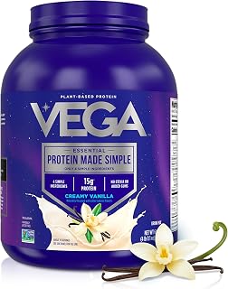 Vega Protein Made Simple Vanilla XL Value Tub (70 Servings) Stevia Free Vegan Protein Powder, Plant Based, Healthy, Gluten Free, Pea Protein for Women and Men, 4.01lbs