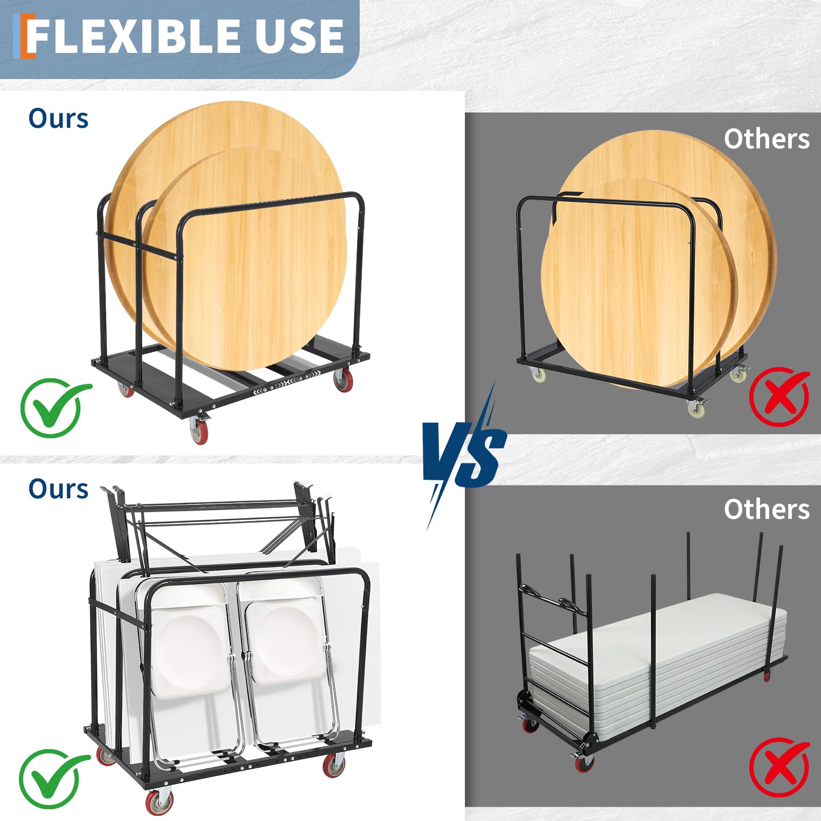Garvee Chariot Plateau Pliable Industriel – Capacité 816 kg