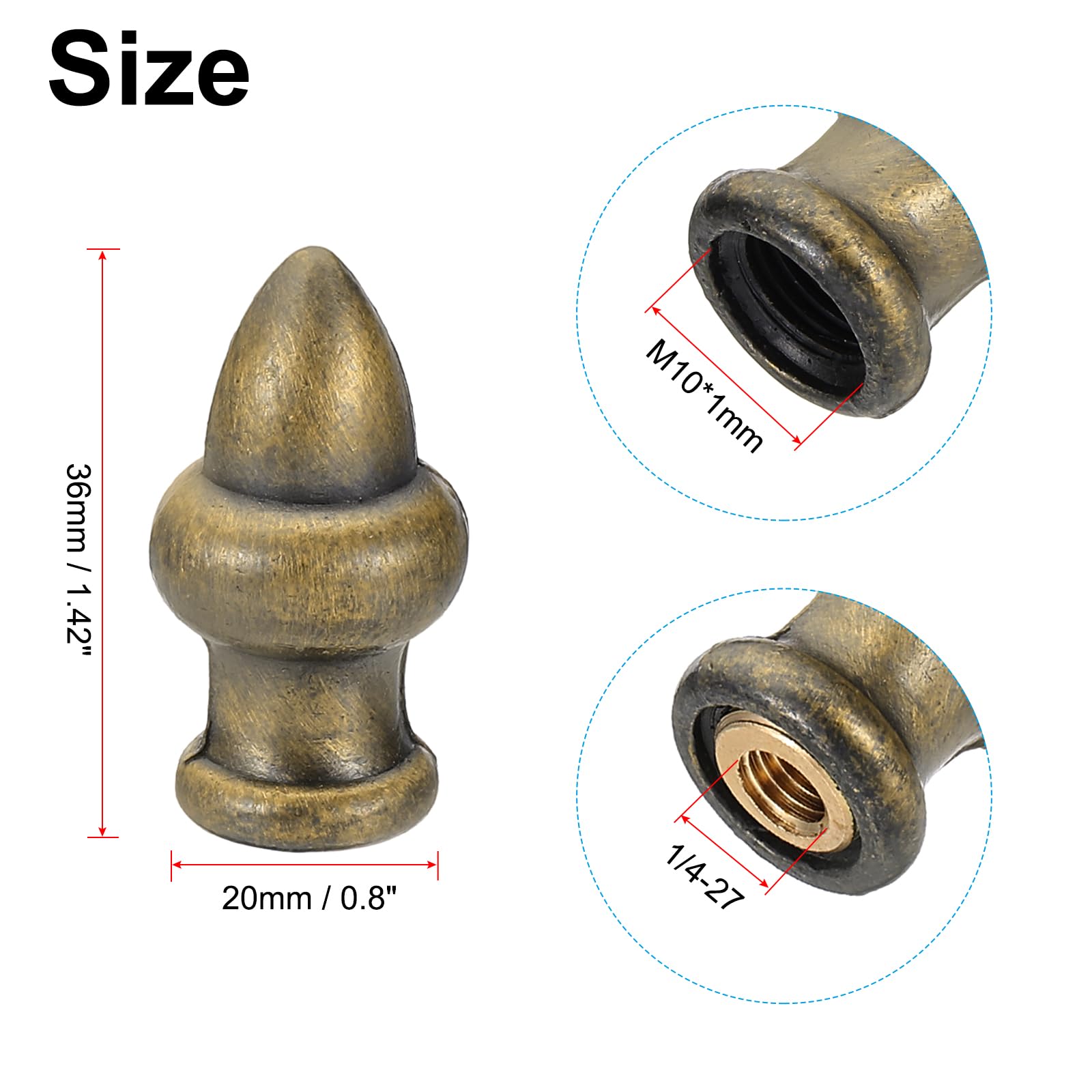 PATIKIL 36 x 20mm Pomelli Cappucci per Lampade, 2 Set Solidi Cappucci a Vite Decorazione Superiore Paralume con Adattatore Riduttore Ottone per Lampade Tavolo e Terra, Bronzo
