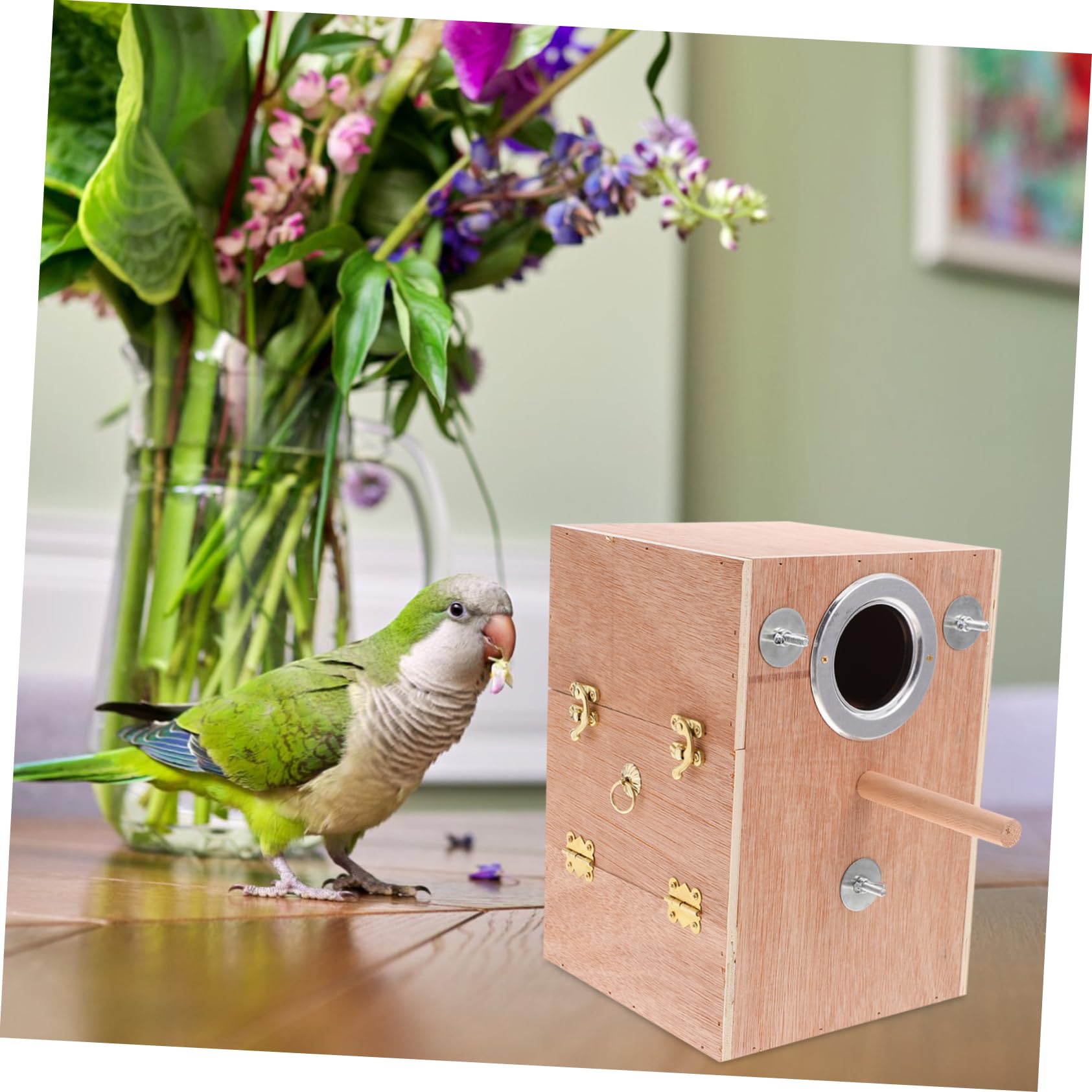 HEMOTON Nichoir pour Perroquets Suspendu Abri Confortable et Isolant Boîte de Nidification Durable pour Petits Oiseaux Extérieur Accessoire Cage Externe pour Perroquets et Inséparables