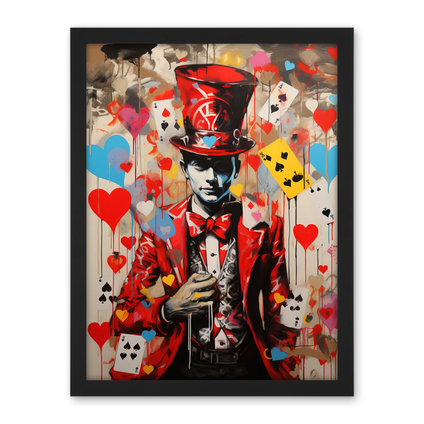 Artery8 The King of Hearts Modern Magician Magical Artwork Playing Cards Artwork Framed Wall Art Print 18X24 Inch