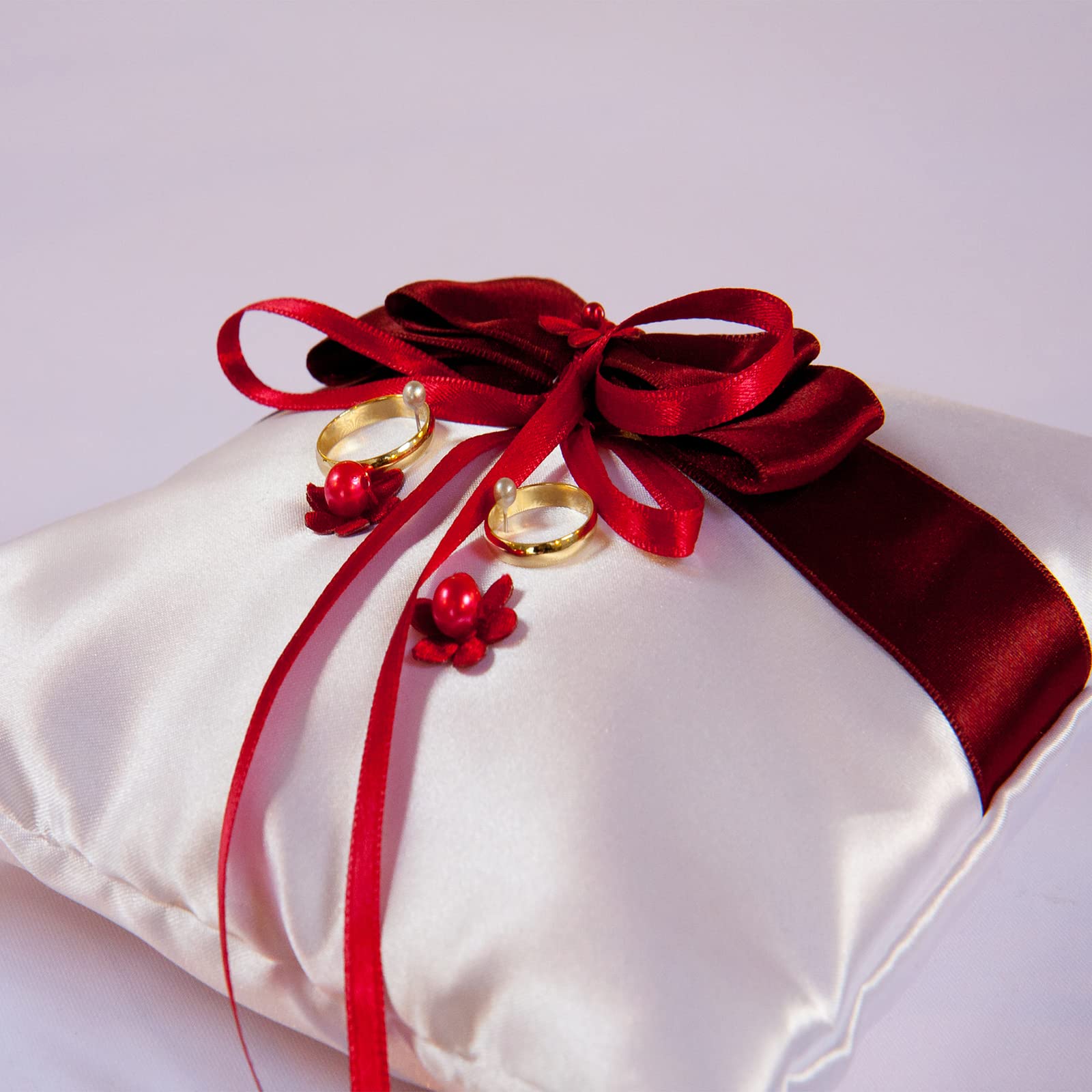 Swedin 2 Rolls (1”×50 Yards, 1/2”×50 Yards) Burgundy/Maroon Satin Ribbon for Gift Wrapping, Wedding, Bow Making & Other Projects